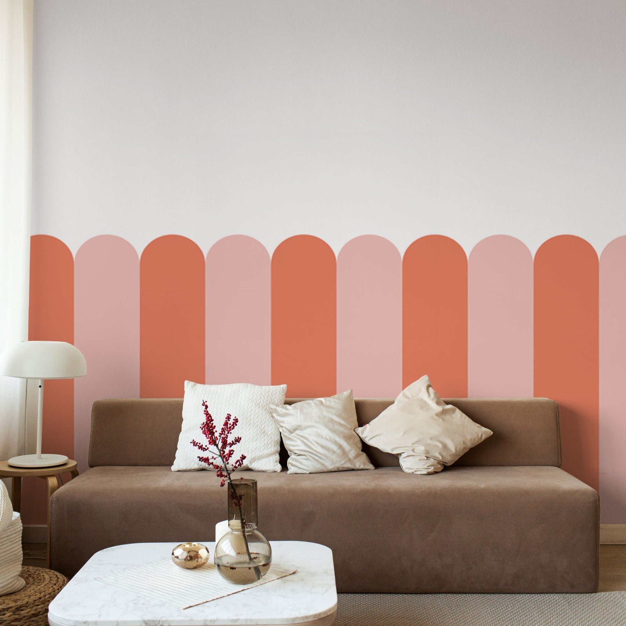 Playful Pickets (Coral) Wallpaper - 4 FT H X 55 FT W Peel and Stick