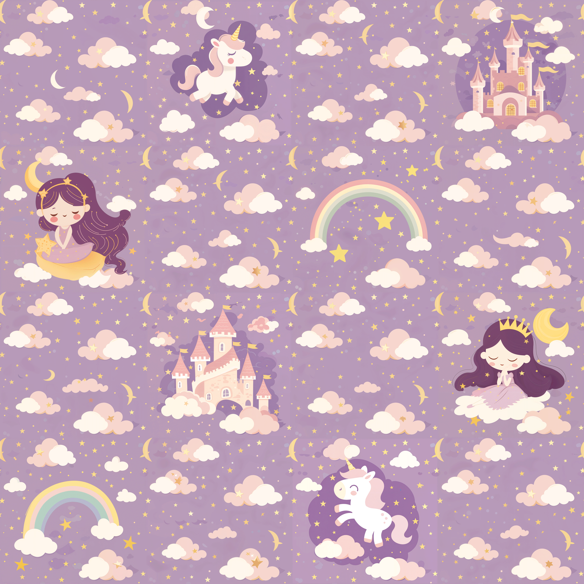Lavender Stardust Wallpaper - 8 FT H X 11 FT W P&S