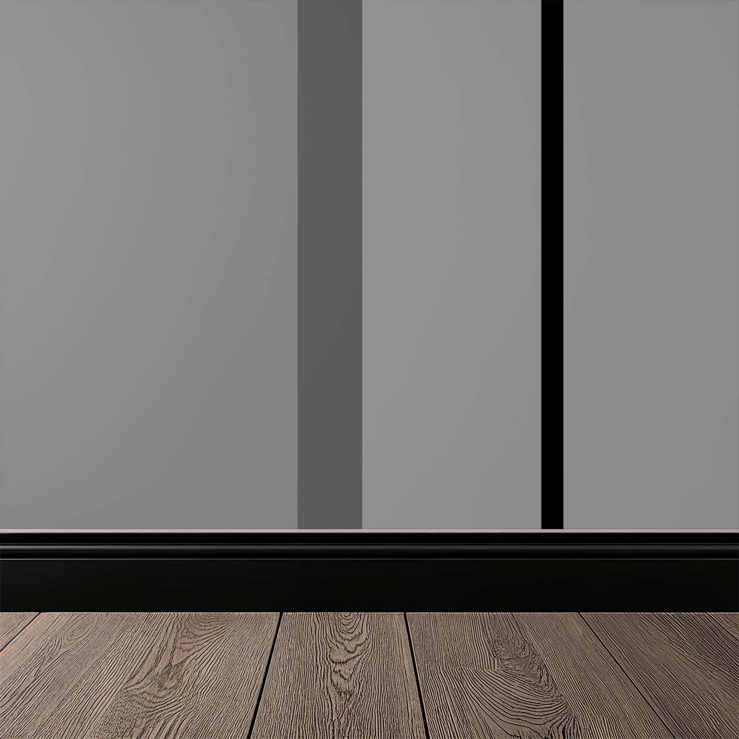 Gray striped wallpaper with bold black lines in modern room setting.