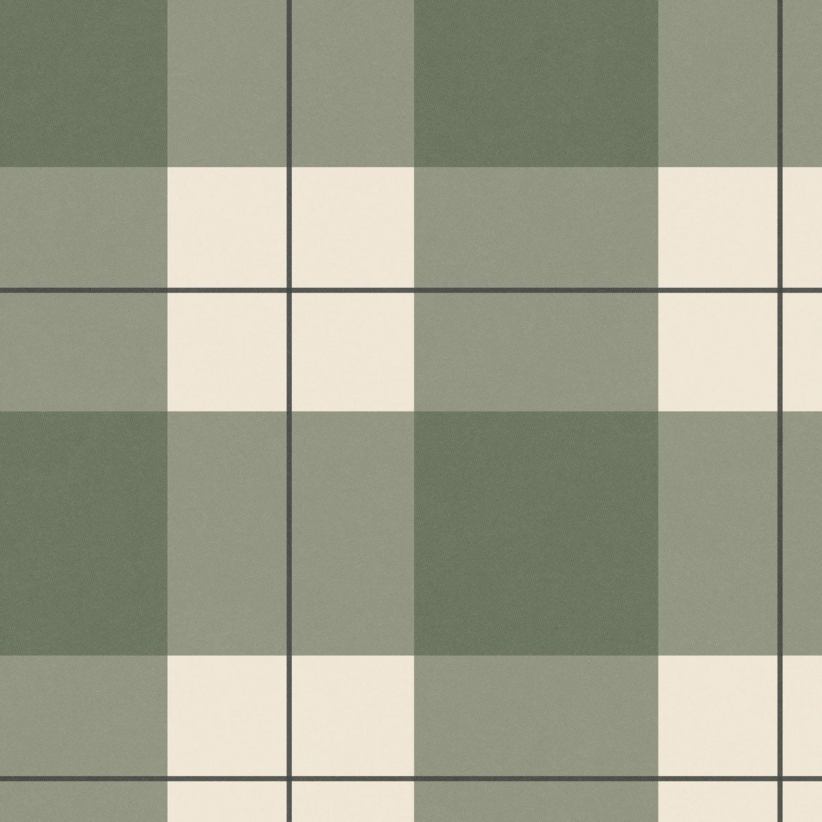 Green and cream plaid wallpaper with geometric squares