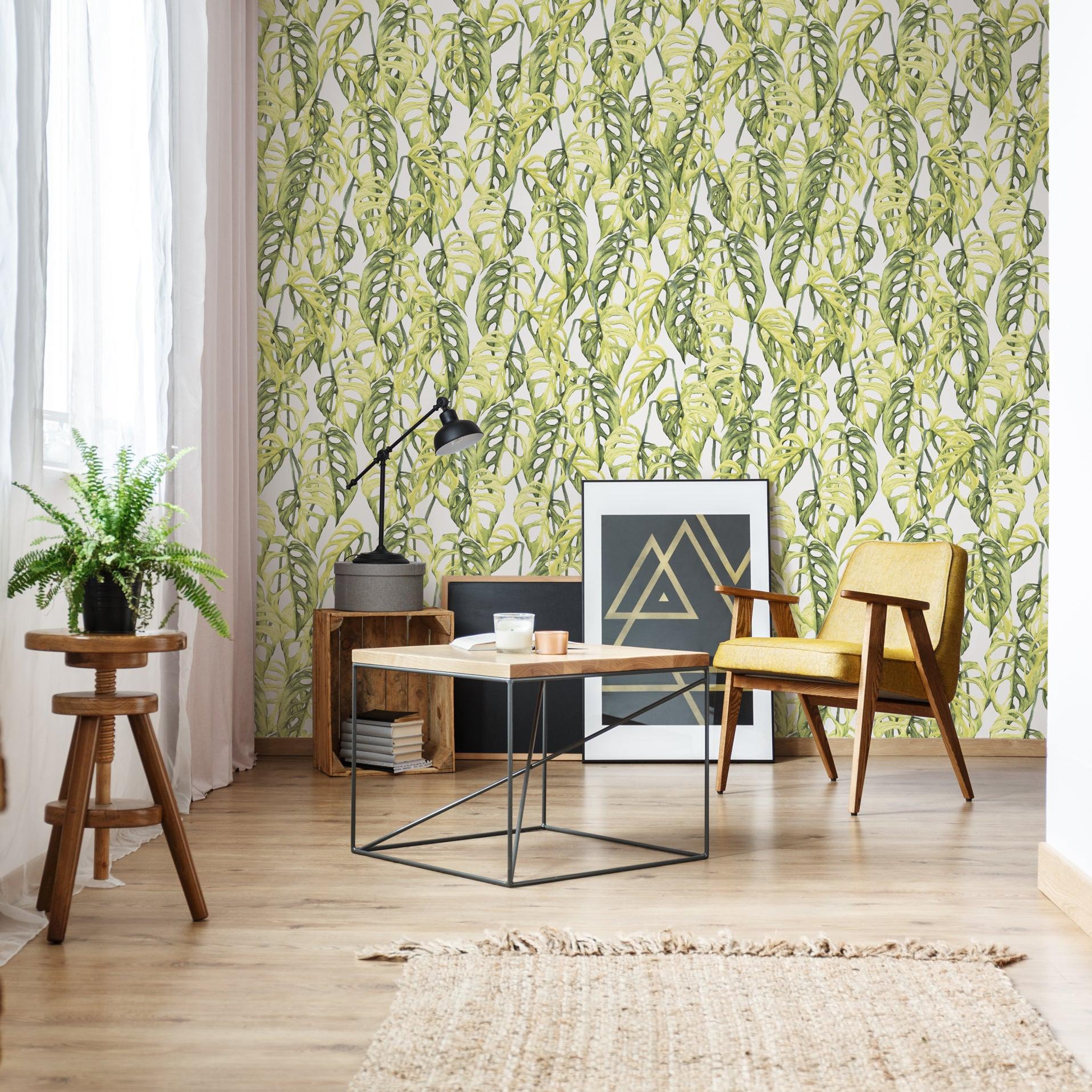 Virdis Wallpaper from The Nida Jahain Line enhancing a cozy home office setup.