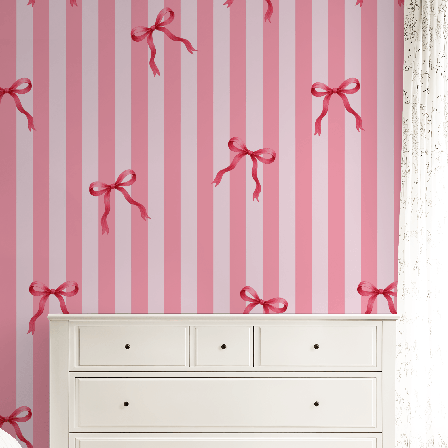 Allie Girl Bows & Stripes Wallpaper