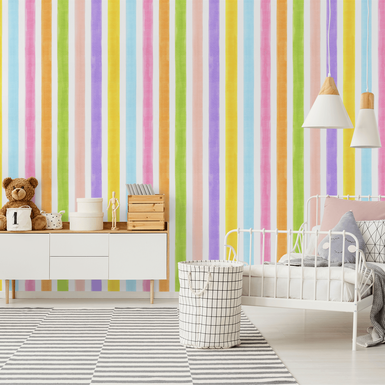 Bonnie Bright Stripes Wallpaper