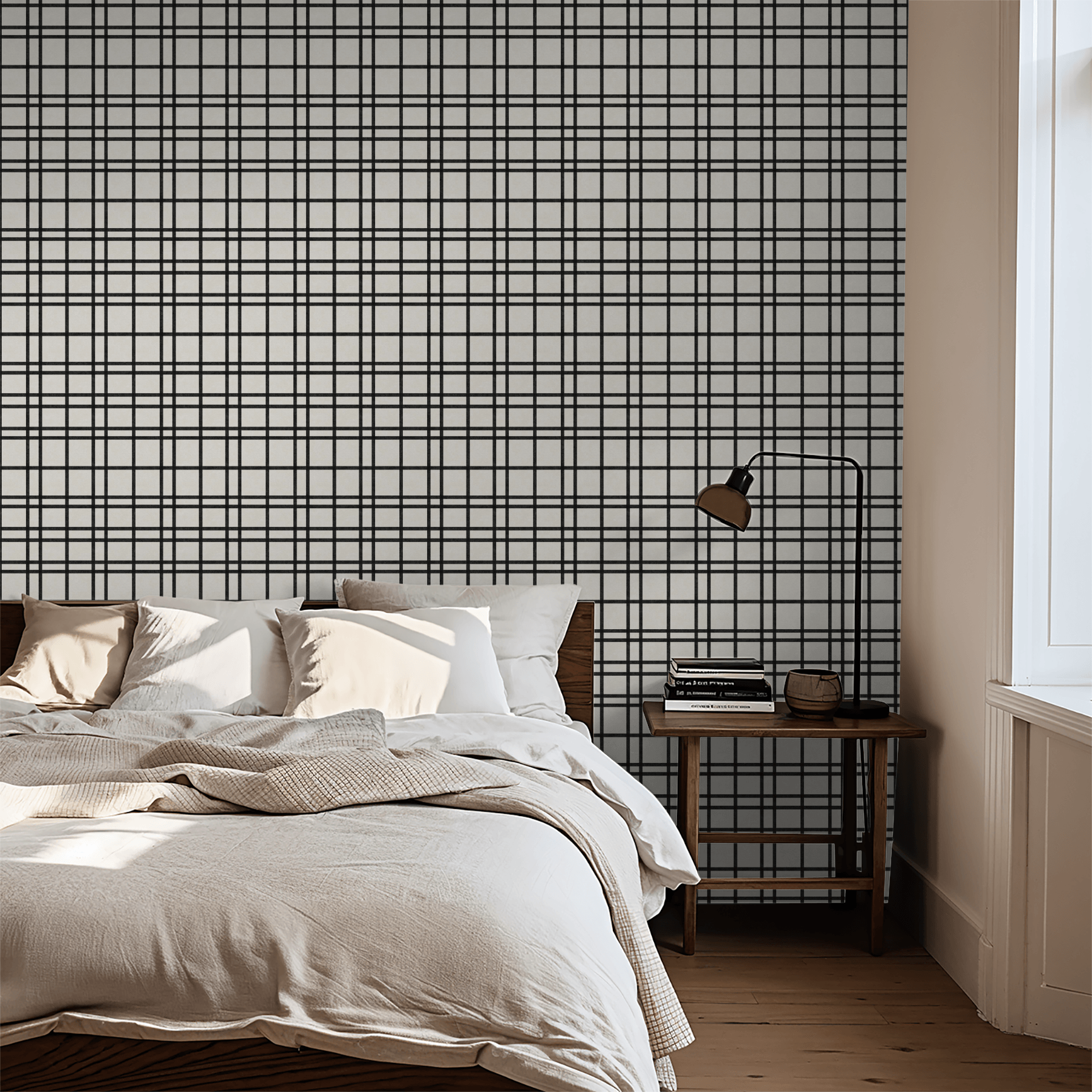 Classic Charcoal Grid Wallpaper