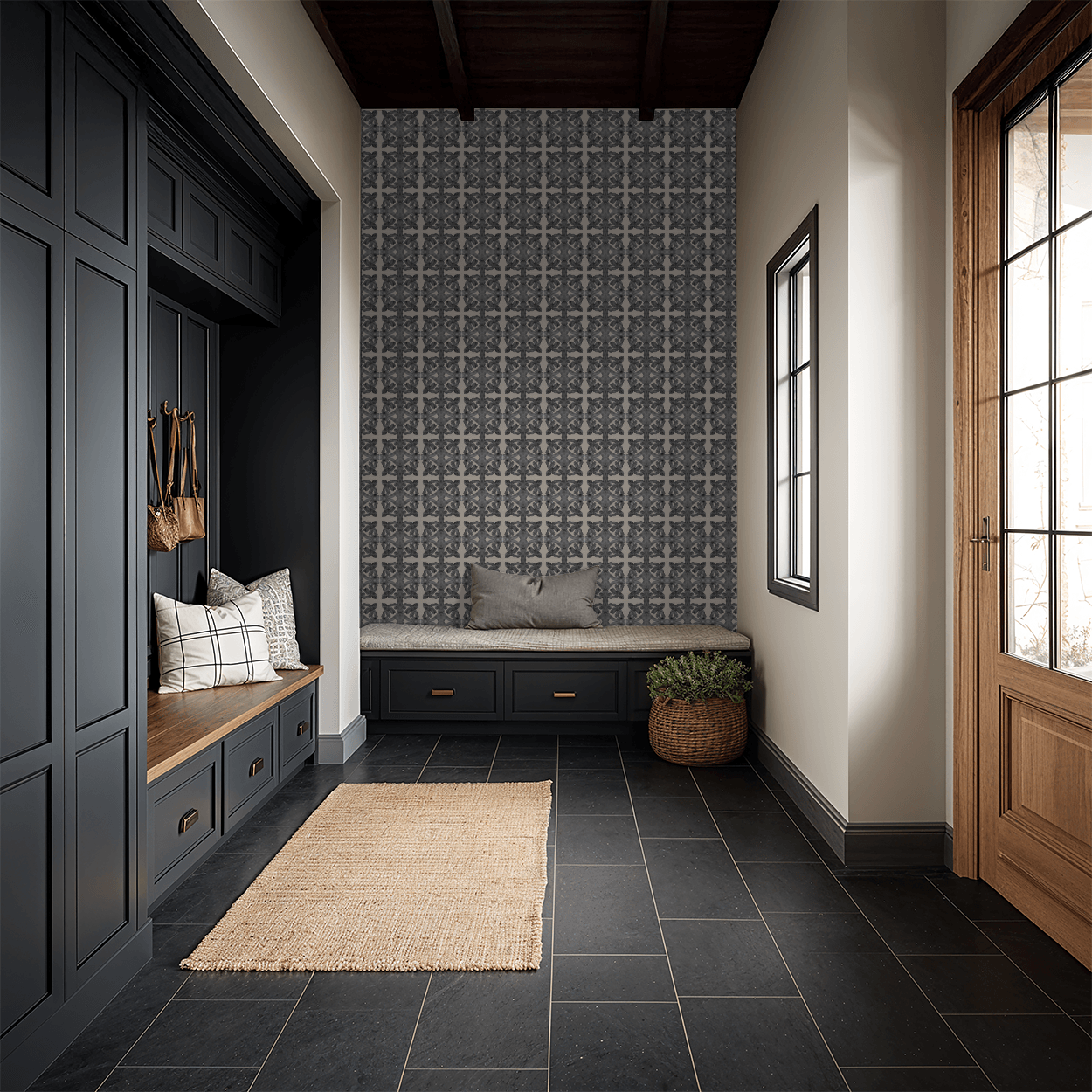 Jagger Damask (Black) Wallpaper