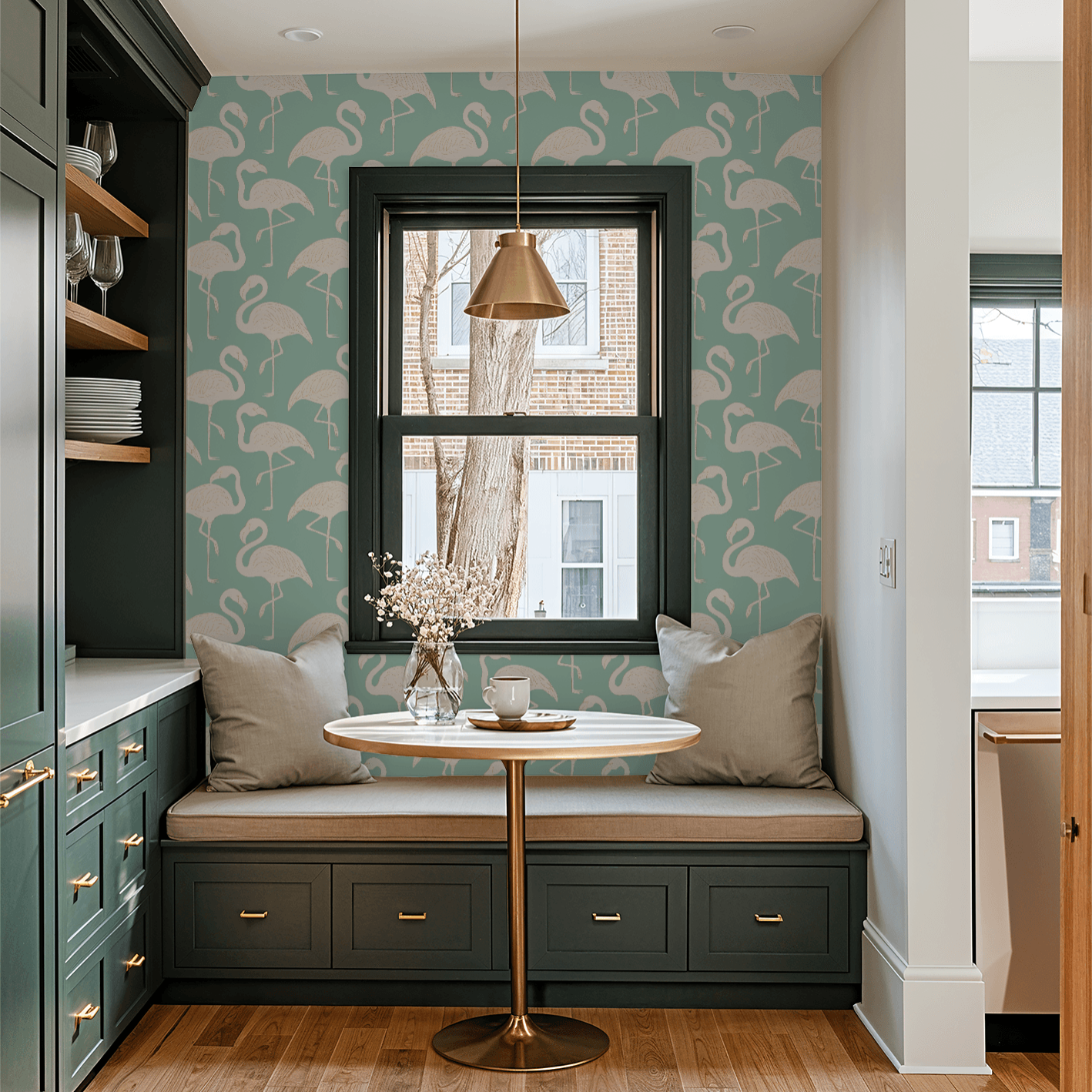 Kiss the Girls Flamingos Wallpaper