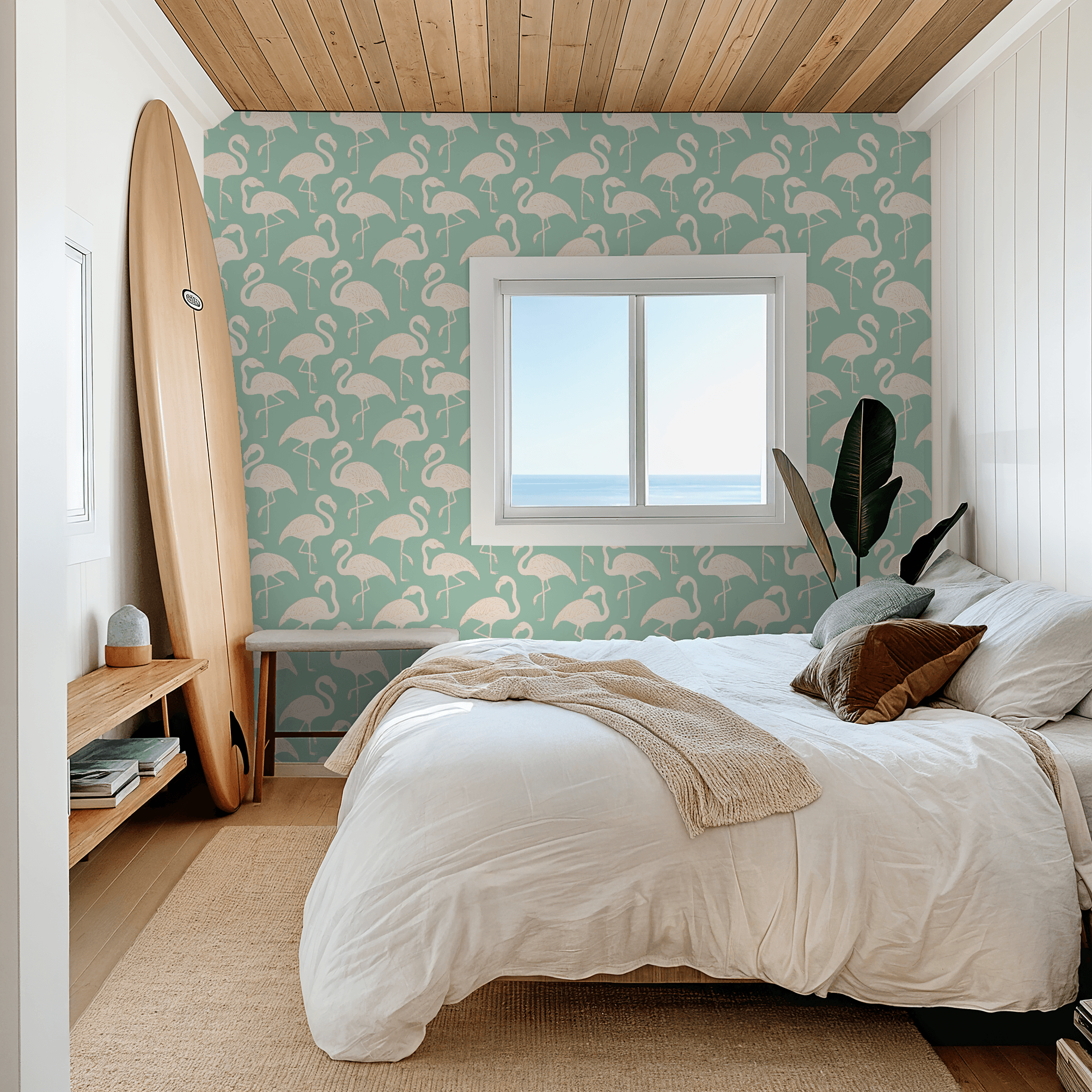 Kiss the Girls Flamingos Wallpaper