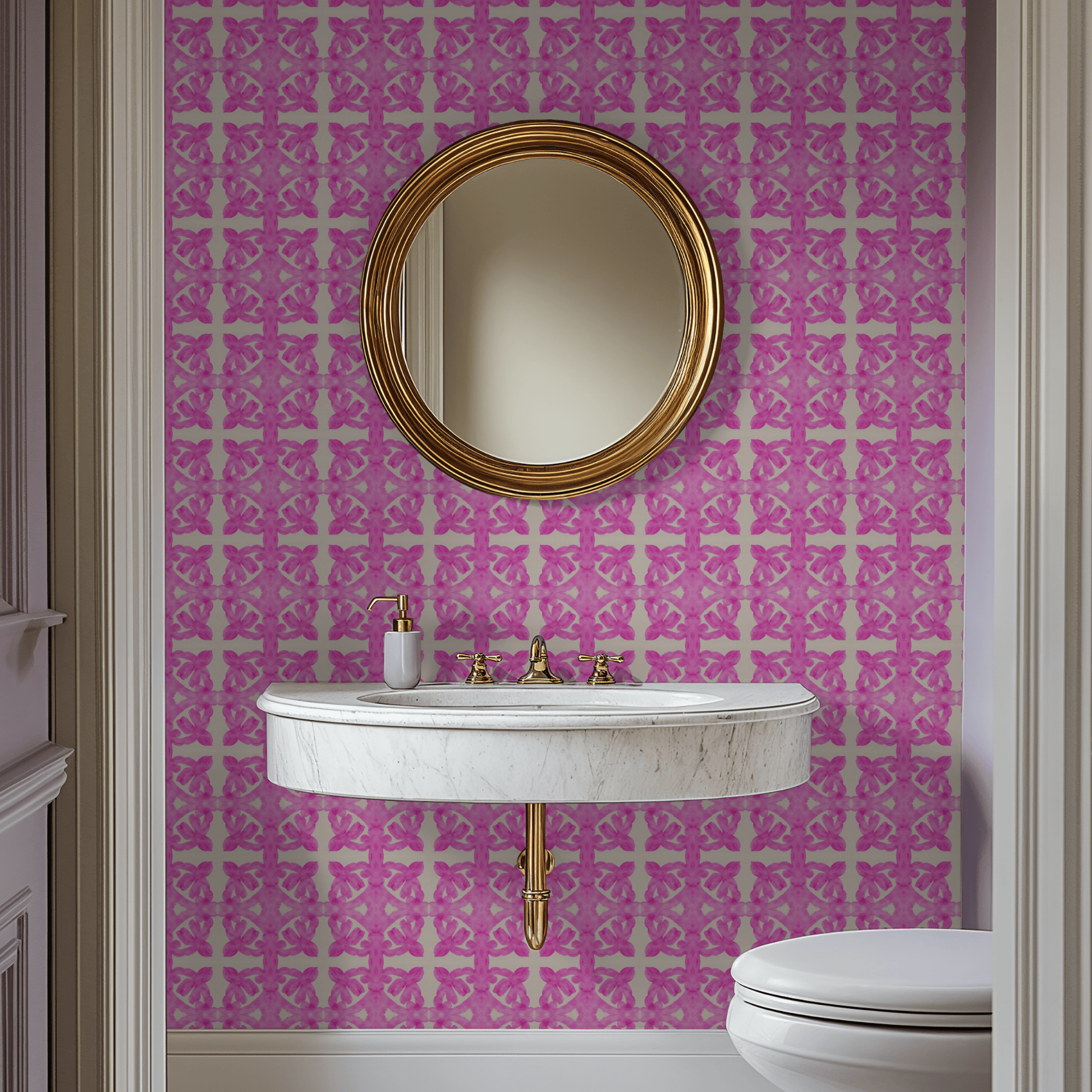 Jagger Damask (Pink) Wallpaper