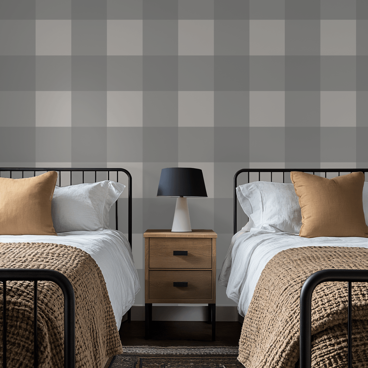 Simply Gingham Large (Gray) Wallpaper