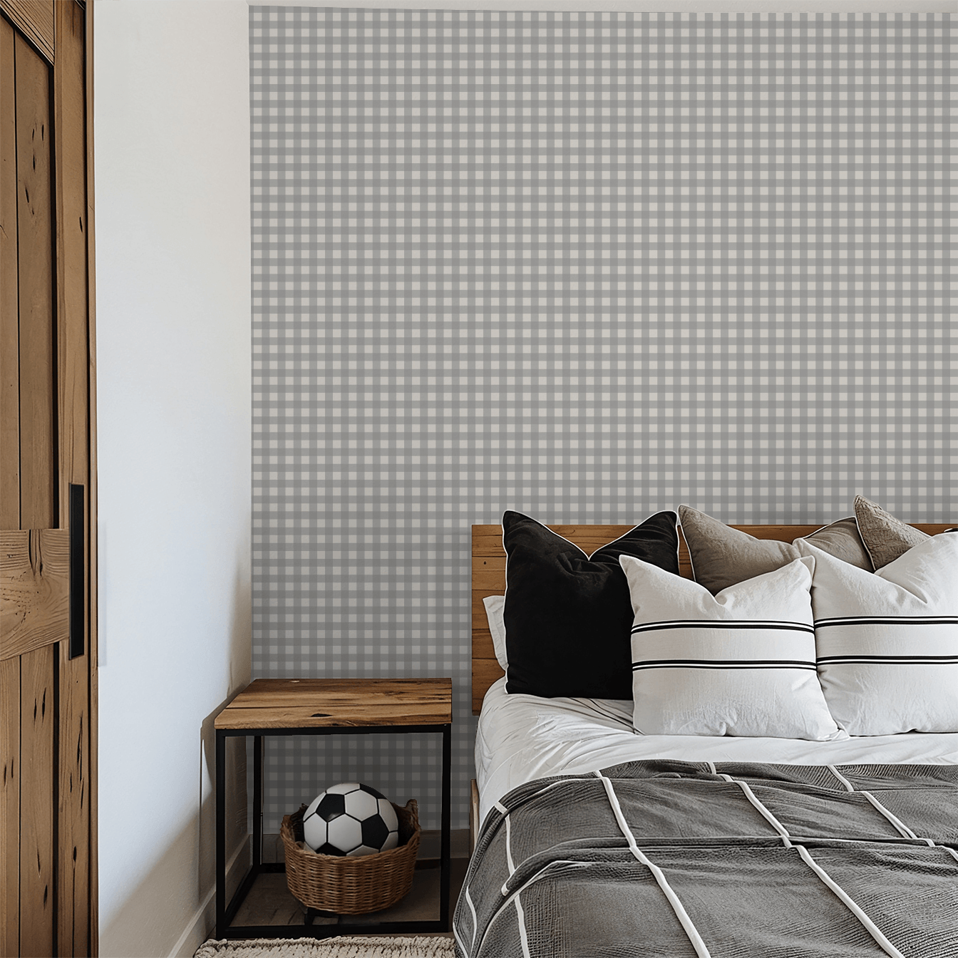 Simply Gingham Small (Gray) Wallpaper