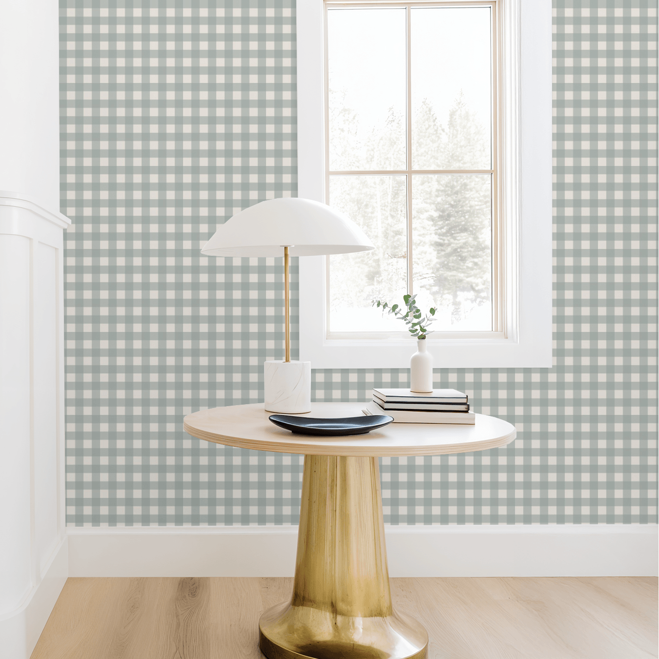 Simply Gingham Small (Light Teal) Wallpaper