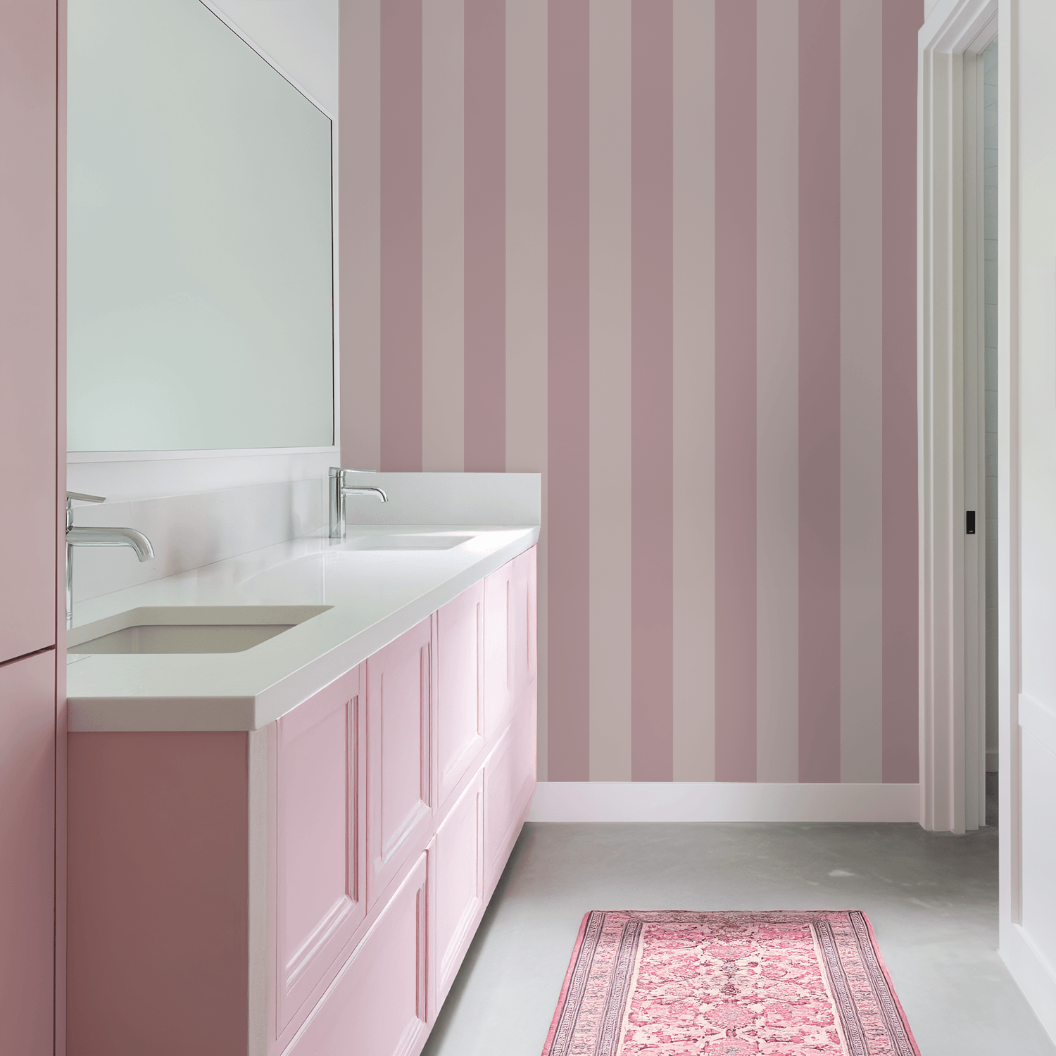 Simply Stripes (Mauve) Wallpaper - 10 FT H X 10 FT W Peel and Stick
