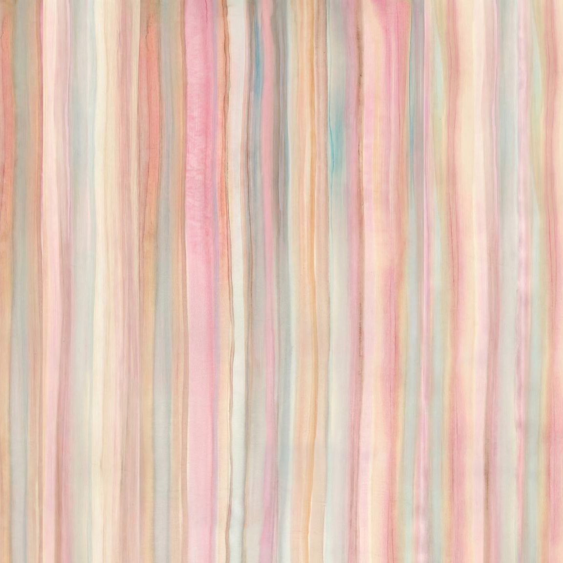Pastel striped wallpaper with soft flowing lines in pink, beige, and blue hues.