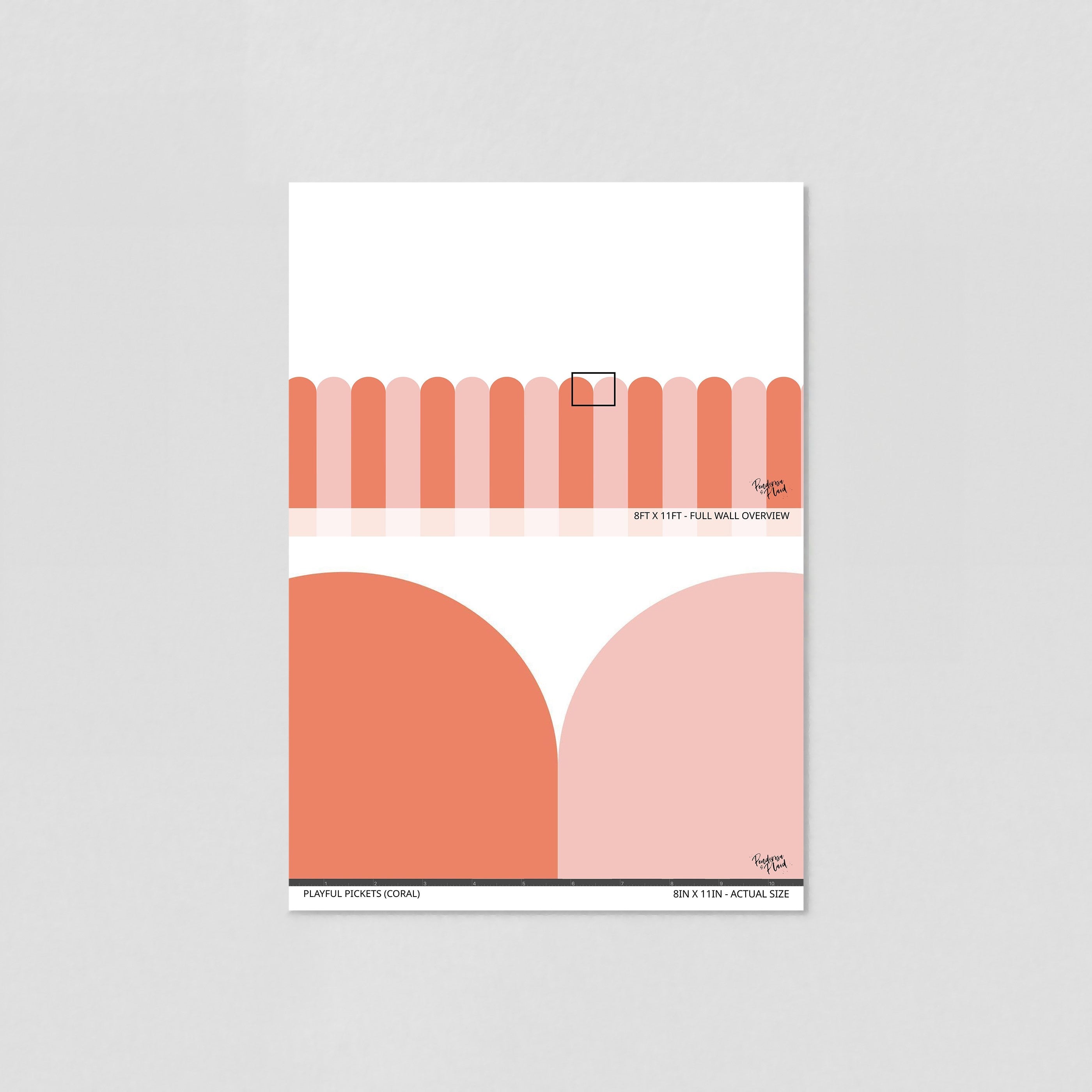 Playful Pickets (Coral) Wallpaper - 4 FT H X 51 FT W Traditional