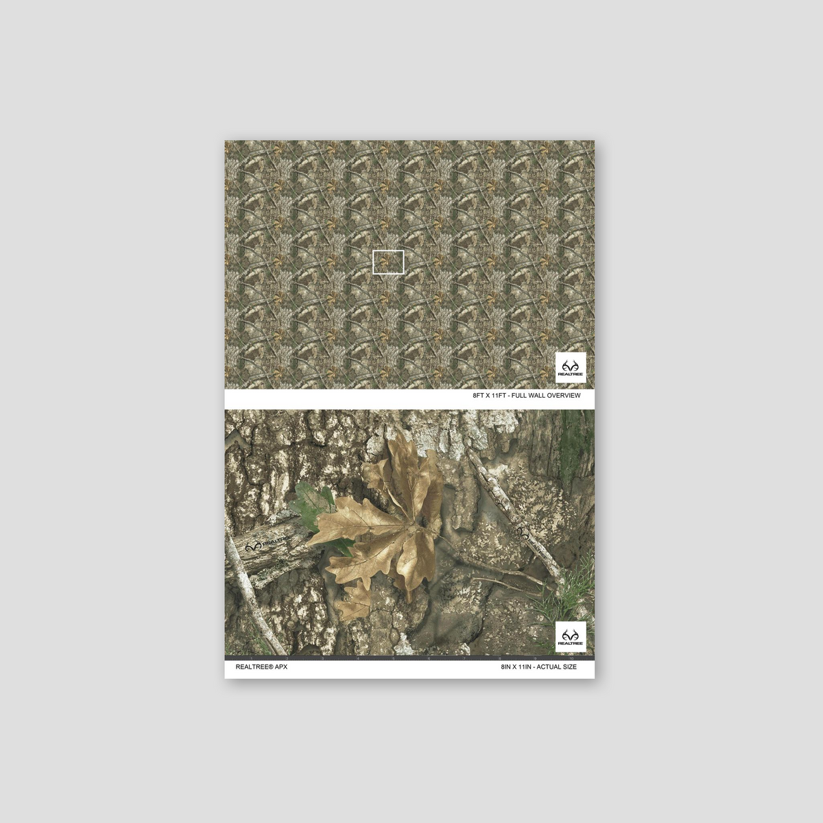 Realtree APX wallpaper with bark and leaf pattern in earthy tones