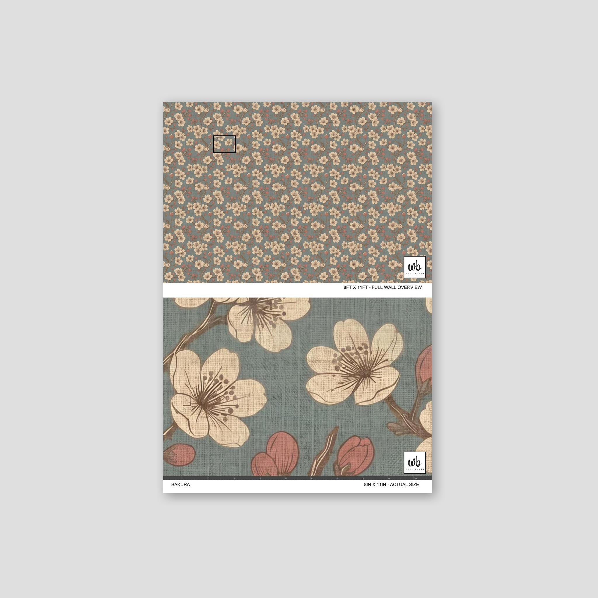 Sakura floral wallpaper with delicate blossoms on a soft pastel background.
