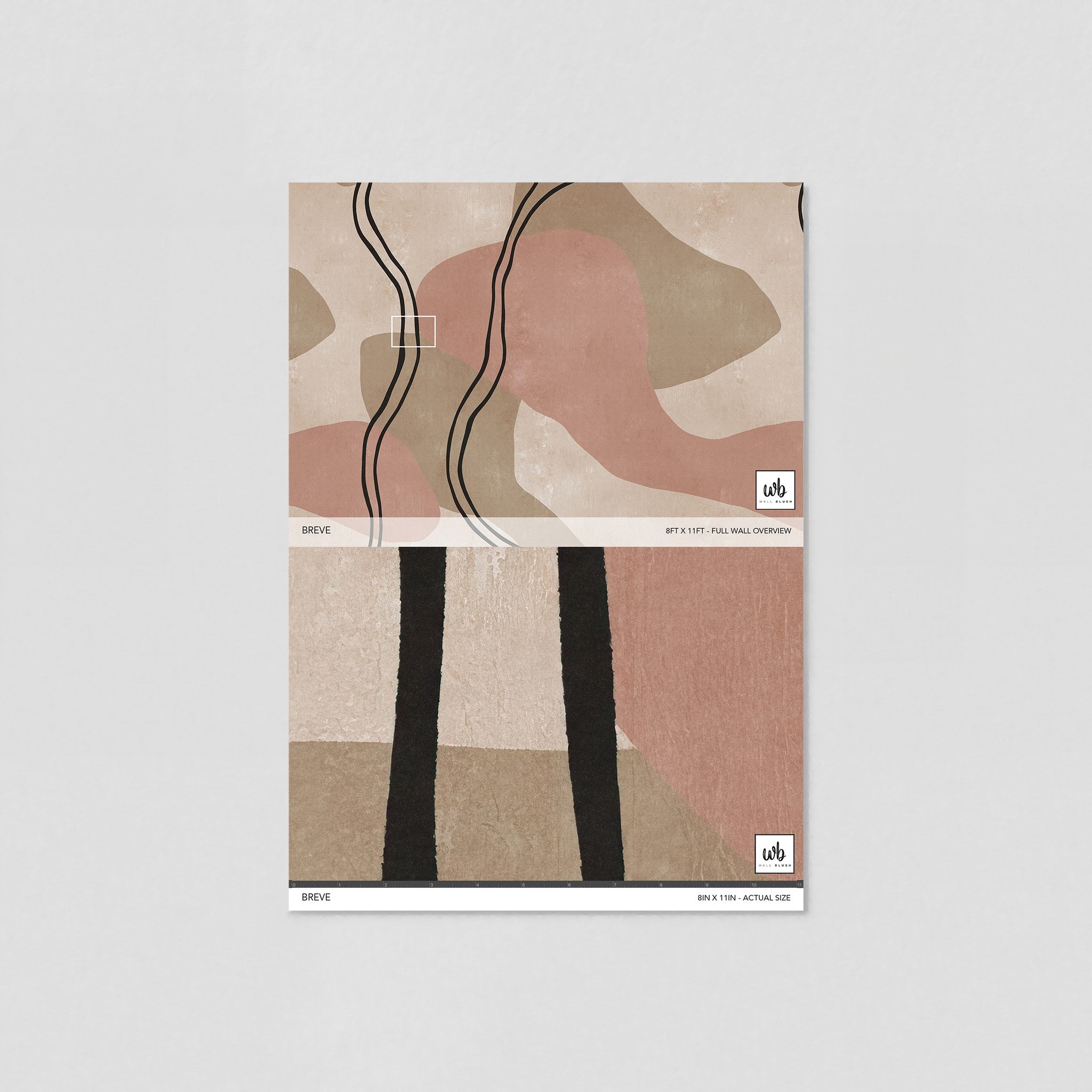 "Breve Wallpaper by Wall Blush in modern living room with abstract design, showcasing warm tones and artistic vibe."