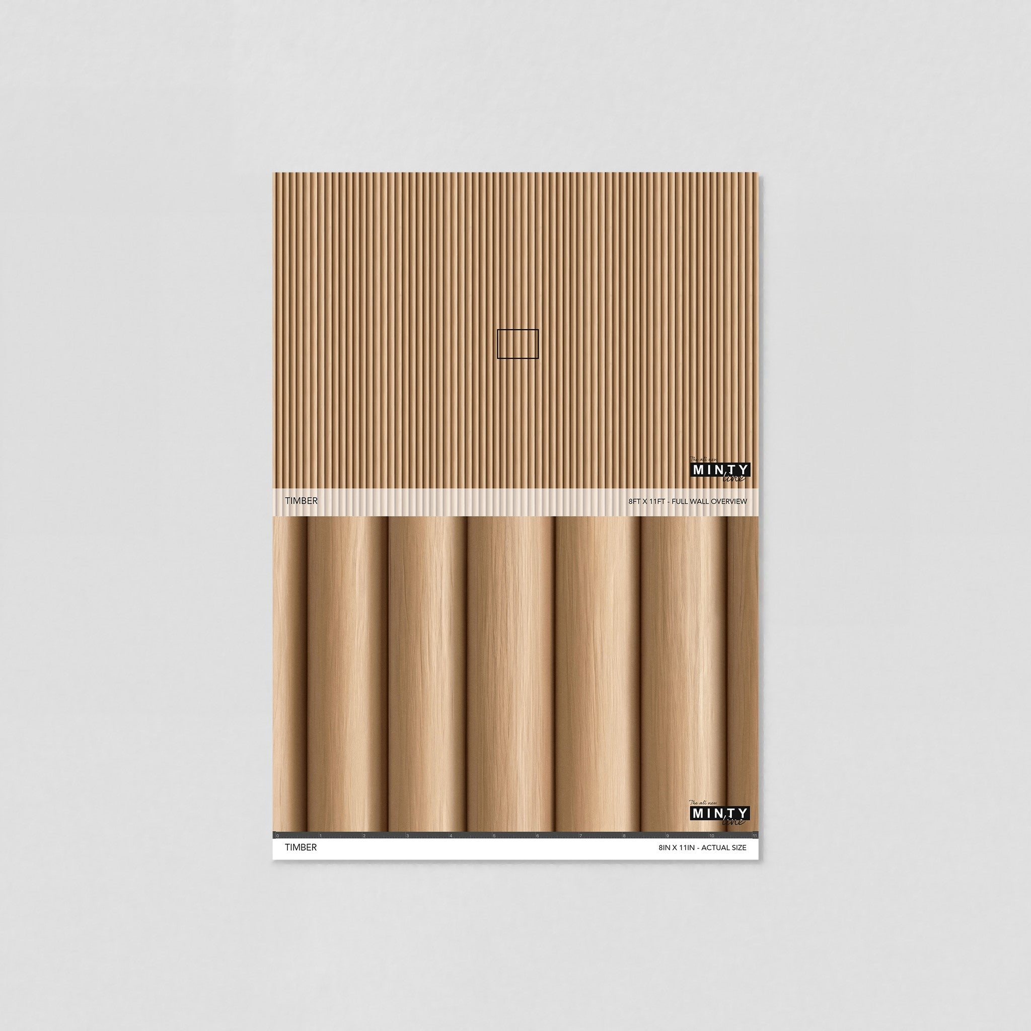 "Wall Blush Timber Wallpaper sample featuring wood design in a neutral setting, emphasizing texture and style."