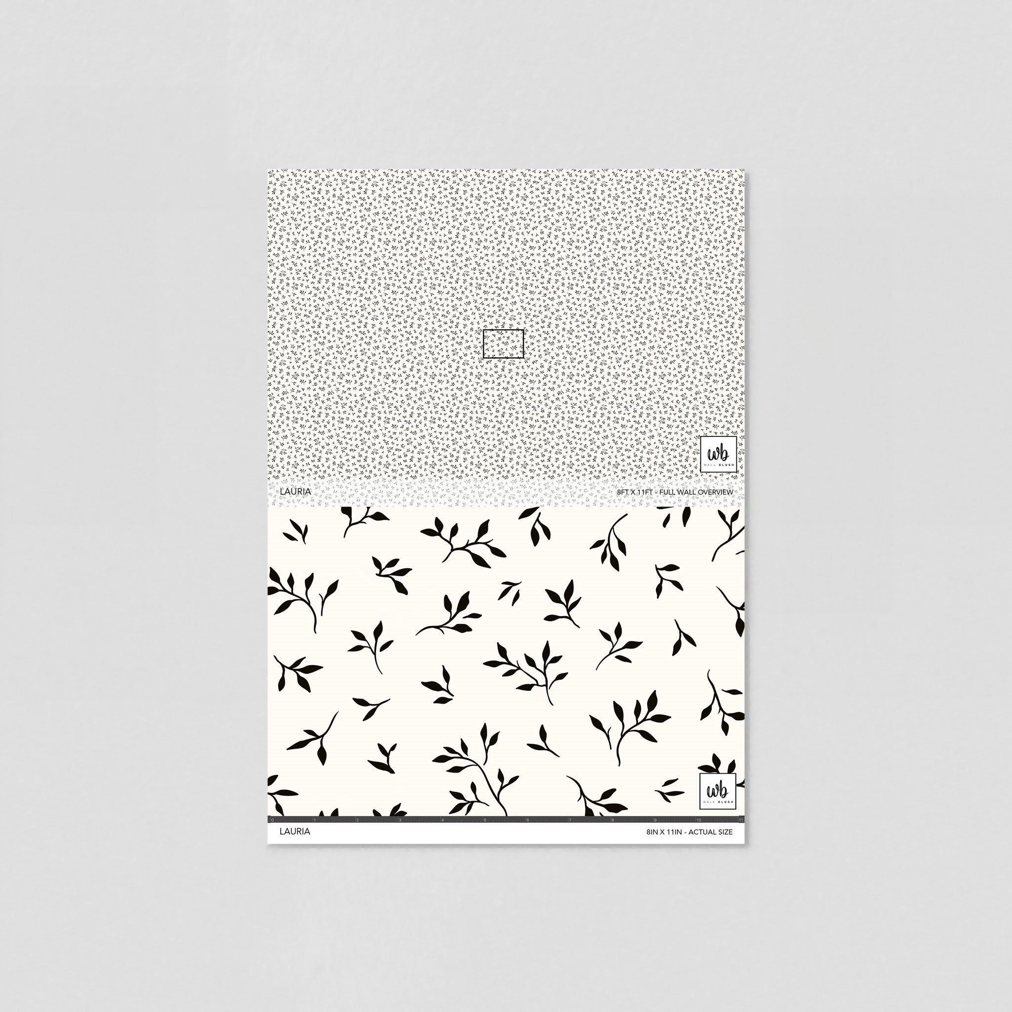 "Lauria Wallpaper pattern sample by Wall Blush, ideal for enhancing living room walls with a delicate design."