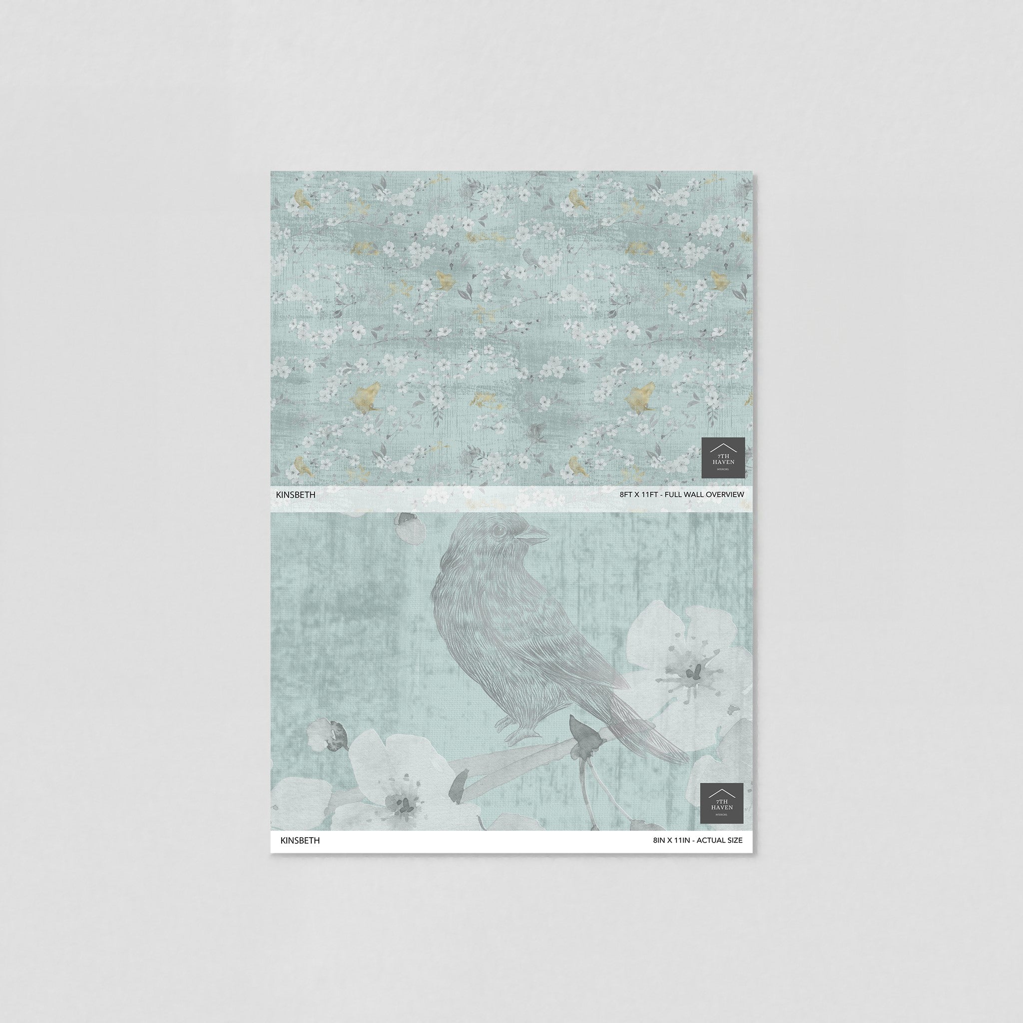 "Kinsbeth Wallpaper by Wall Blush featuring a vintage floral and bird design for stylish living room decor."