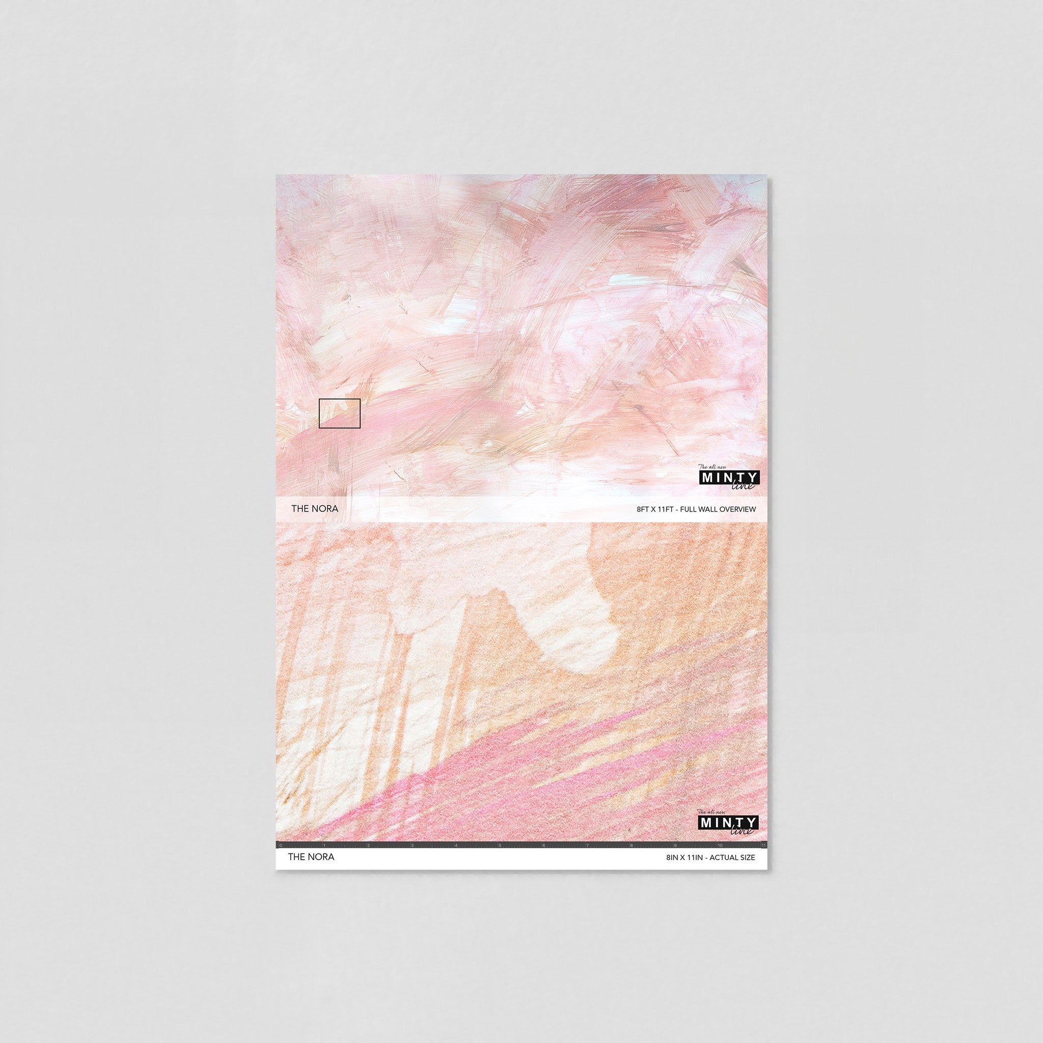 "Wall Blush's The Nora Mural Wallpaper sample showcased, ideal for enhancing living spaces."