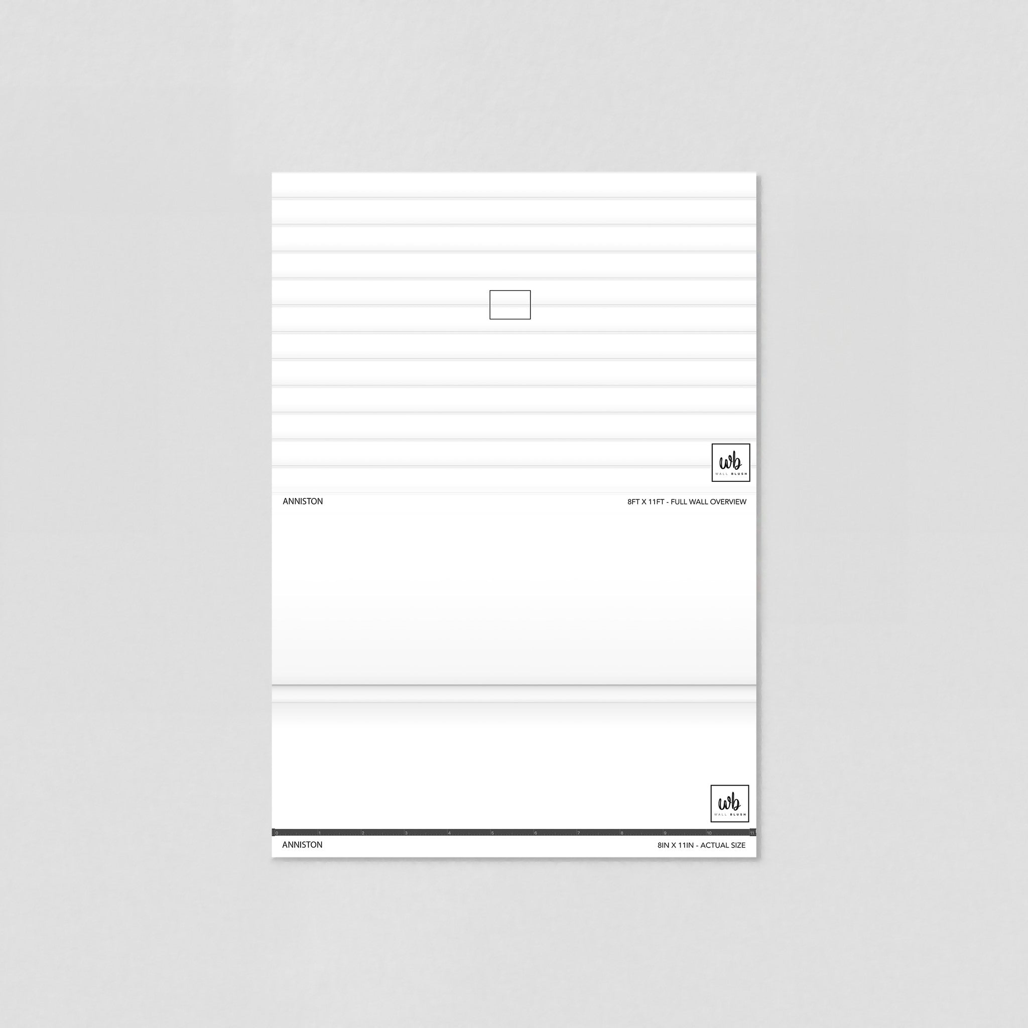 "Wall Blush's Anniston Wallpaper sample showcased on a plain wall, ideal for modern minimalist rooms."