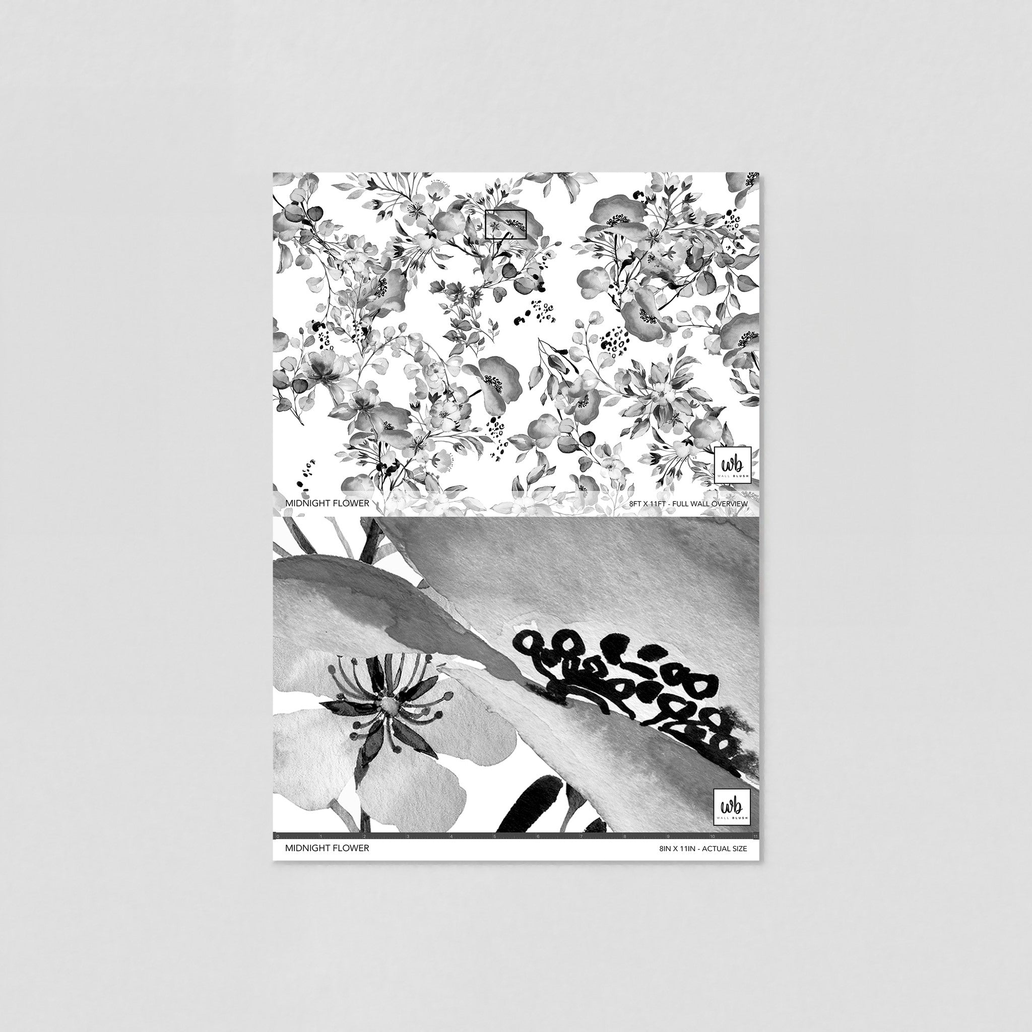 "Wall Blush Midnight Flower Wallpaper in a modern living room enhancing wall aesthetics with floral design."
