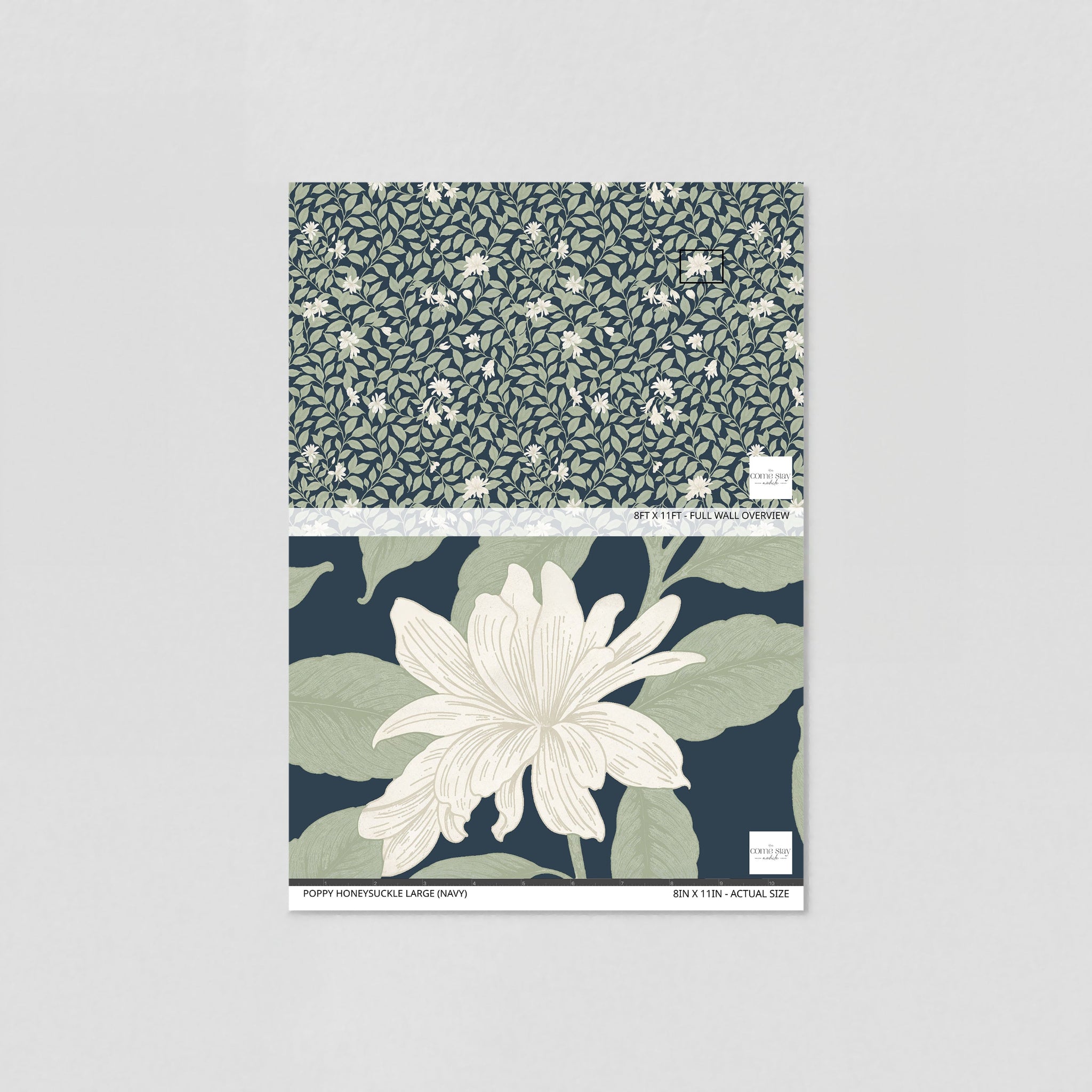 Poppy Honeysuckle Large (Navy) Wallpaper