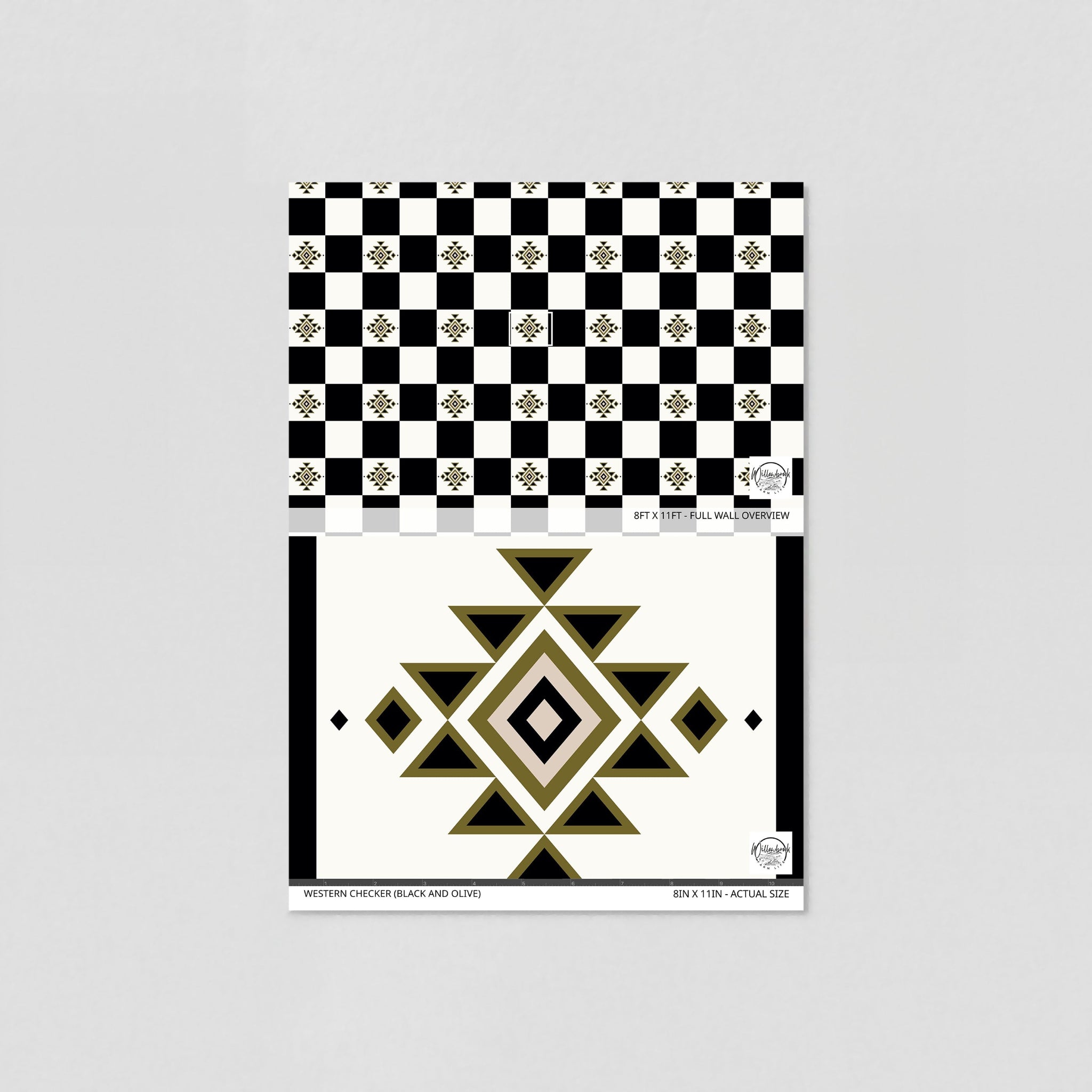 Western Checker (Black and Olive) Wallpaper