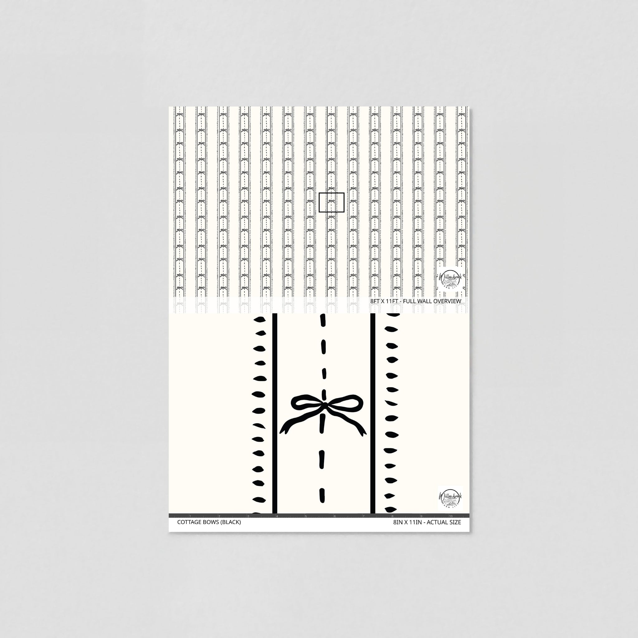 Cottage Bows (Black) Wallpaper