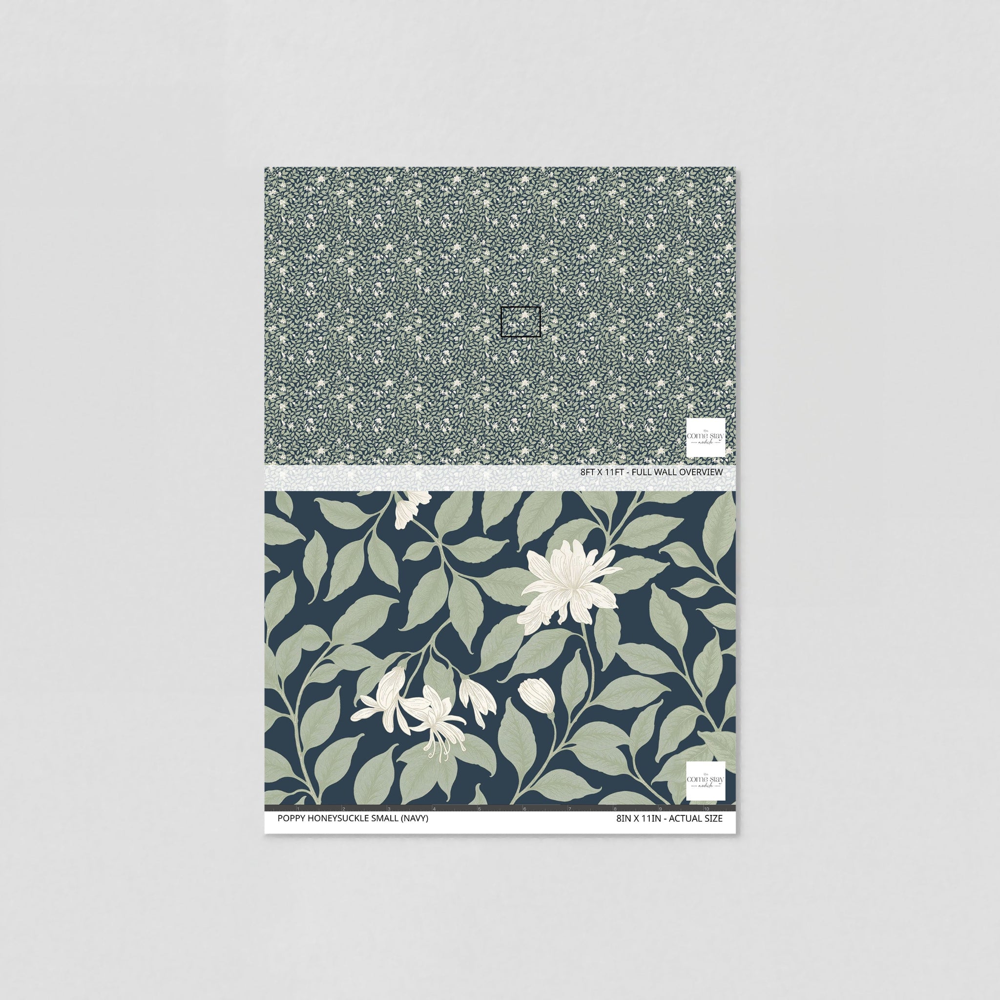 Poppy Honeysuckle Small (Navy) Wallpaper