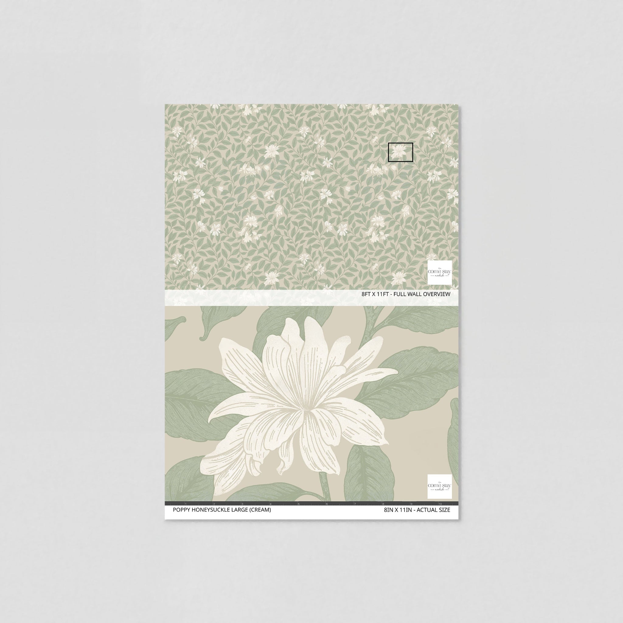 Poppy Honeysuckle Large (Cream) Wallpaper
