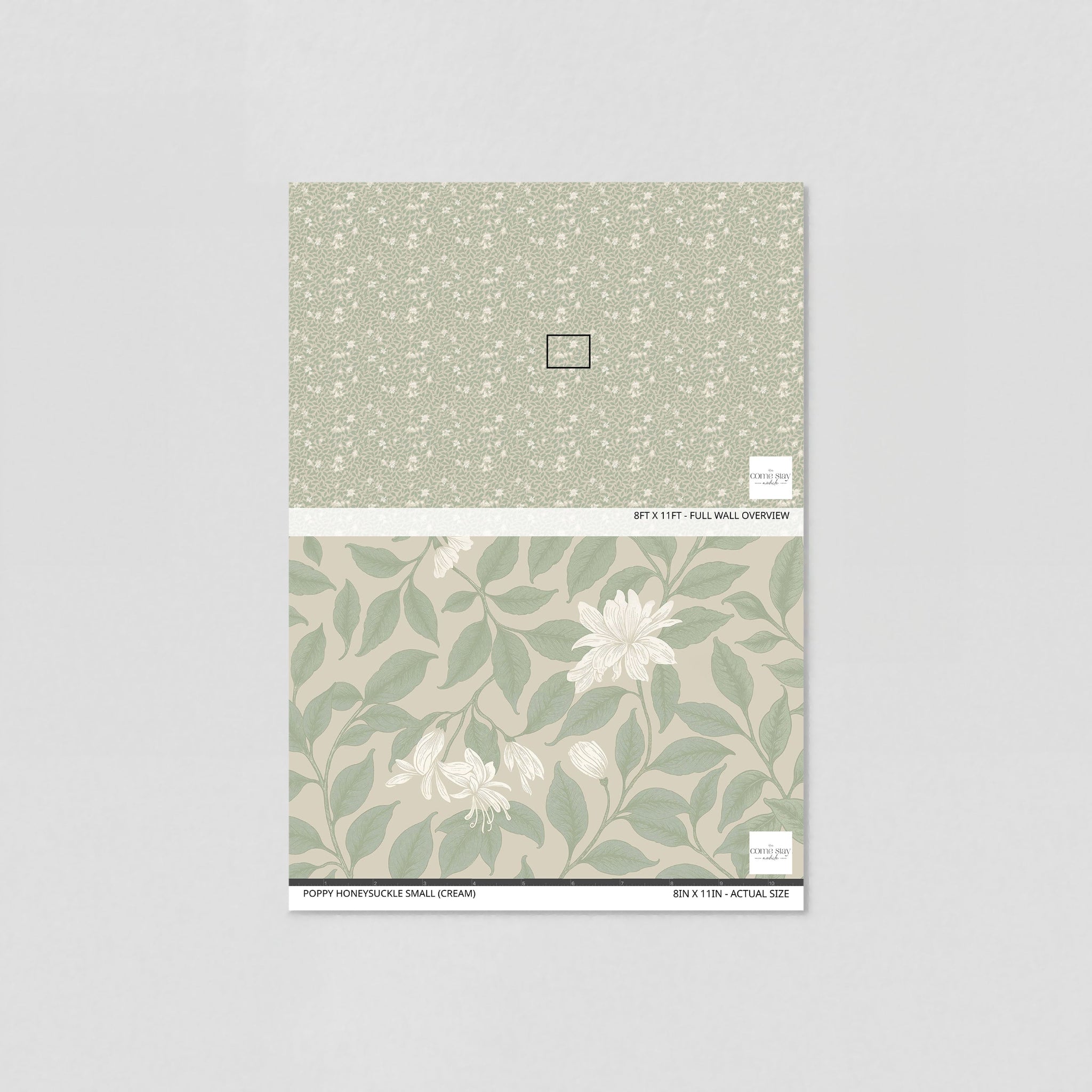 Poppy Honeysuckle Small (Cream) Wallpaper - 8 FT H X 18 FT W Traditional