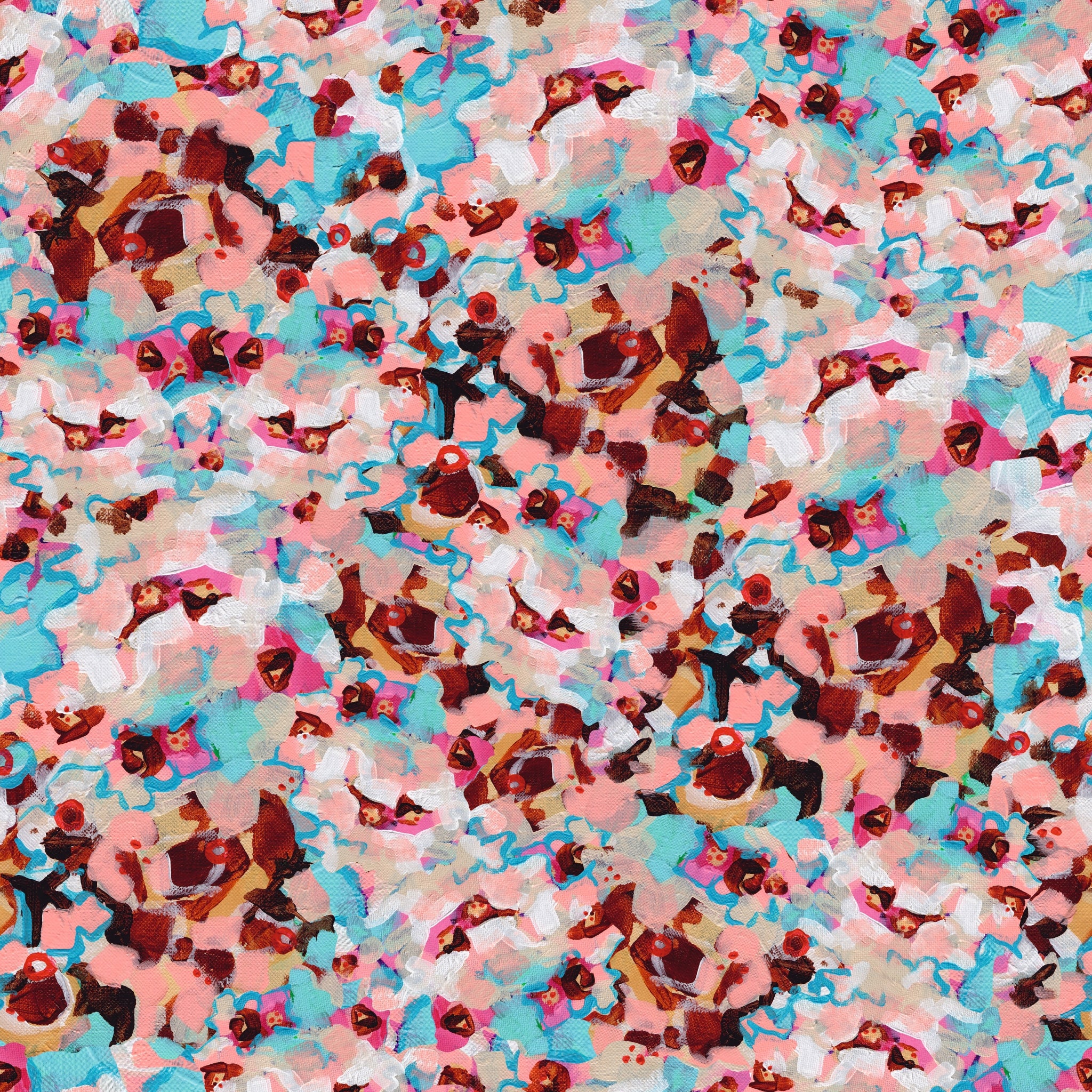 "Wall Blush's El Palo Wallpaper featuring colorful abstract pattern installed in a modern room setting."