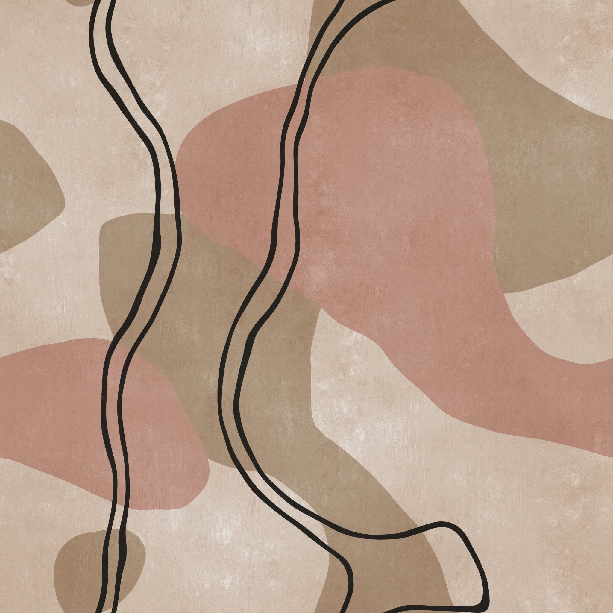"Breve Wallpaper by Wall Blush featuring abstract design enhancing modern living room ambiance, stylish decor focus."