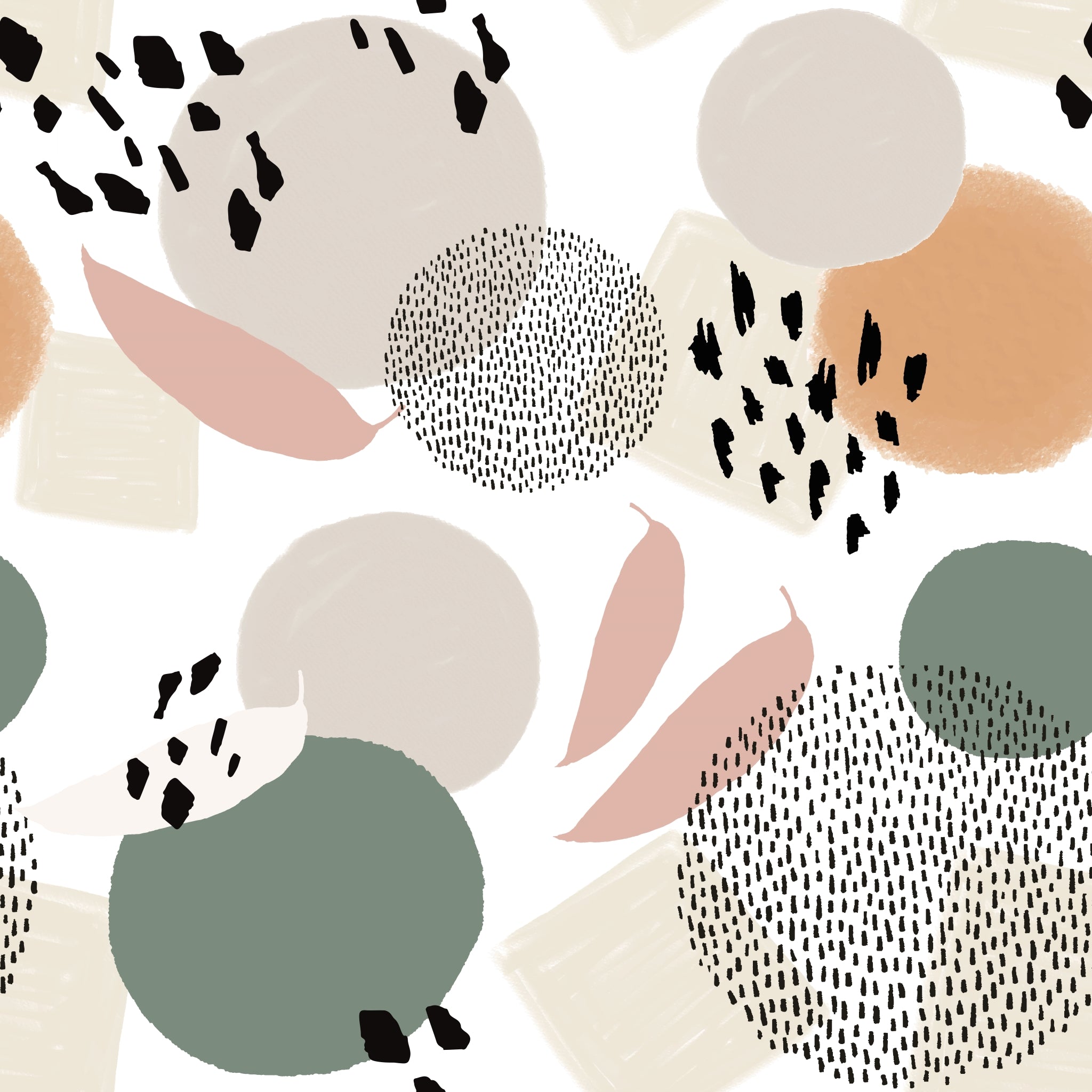 "Wall Blush's Selina Wallpaper featuring abstract shapes enhancing a modern living room's decor focus."