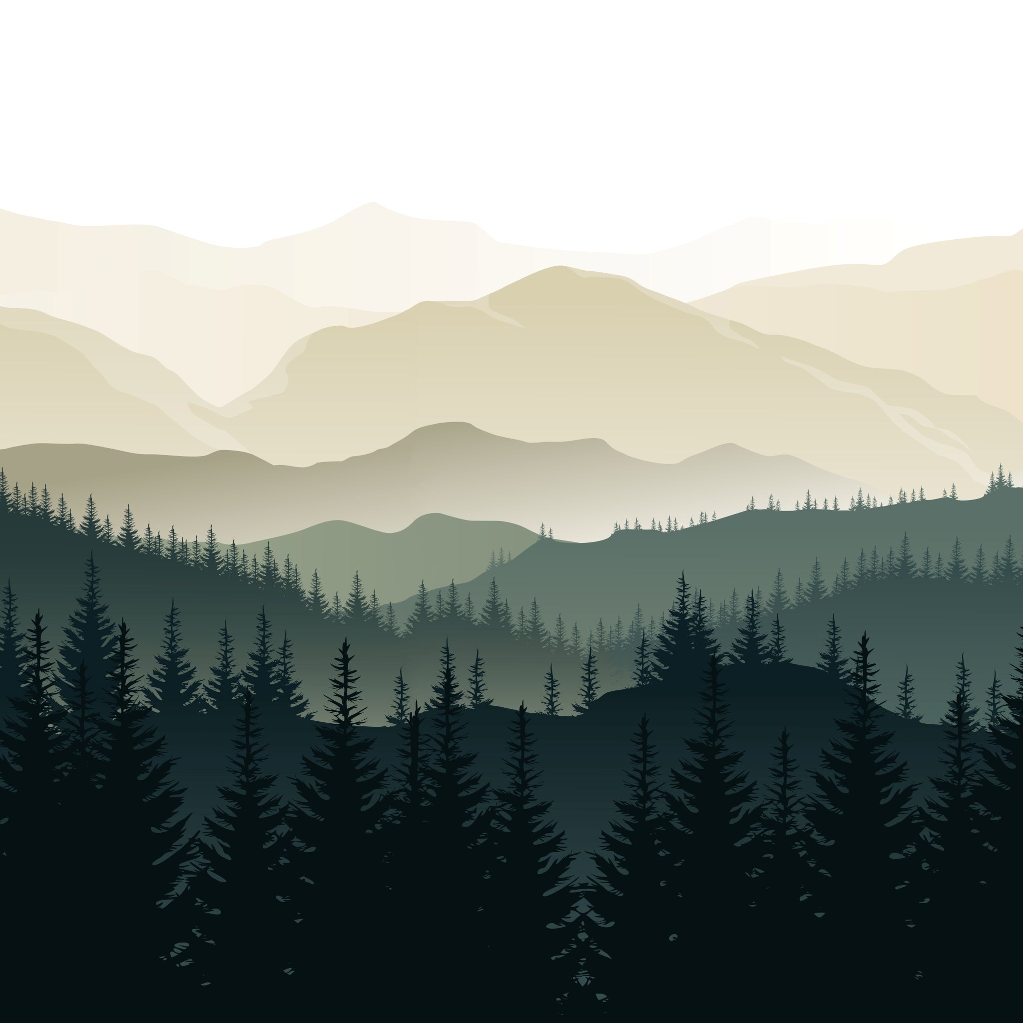 "Wall Blush Roam Wallpaper featuring serene mountain landscape in a home office, emphasizing peaceful decor."