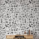 Letterman (Black) Wallpaper - 8 FT H X 10 FT W Luxe Peel and Stick sample
