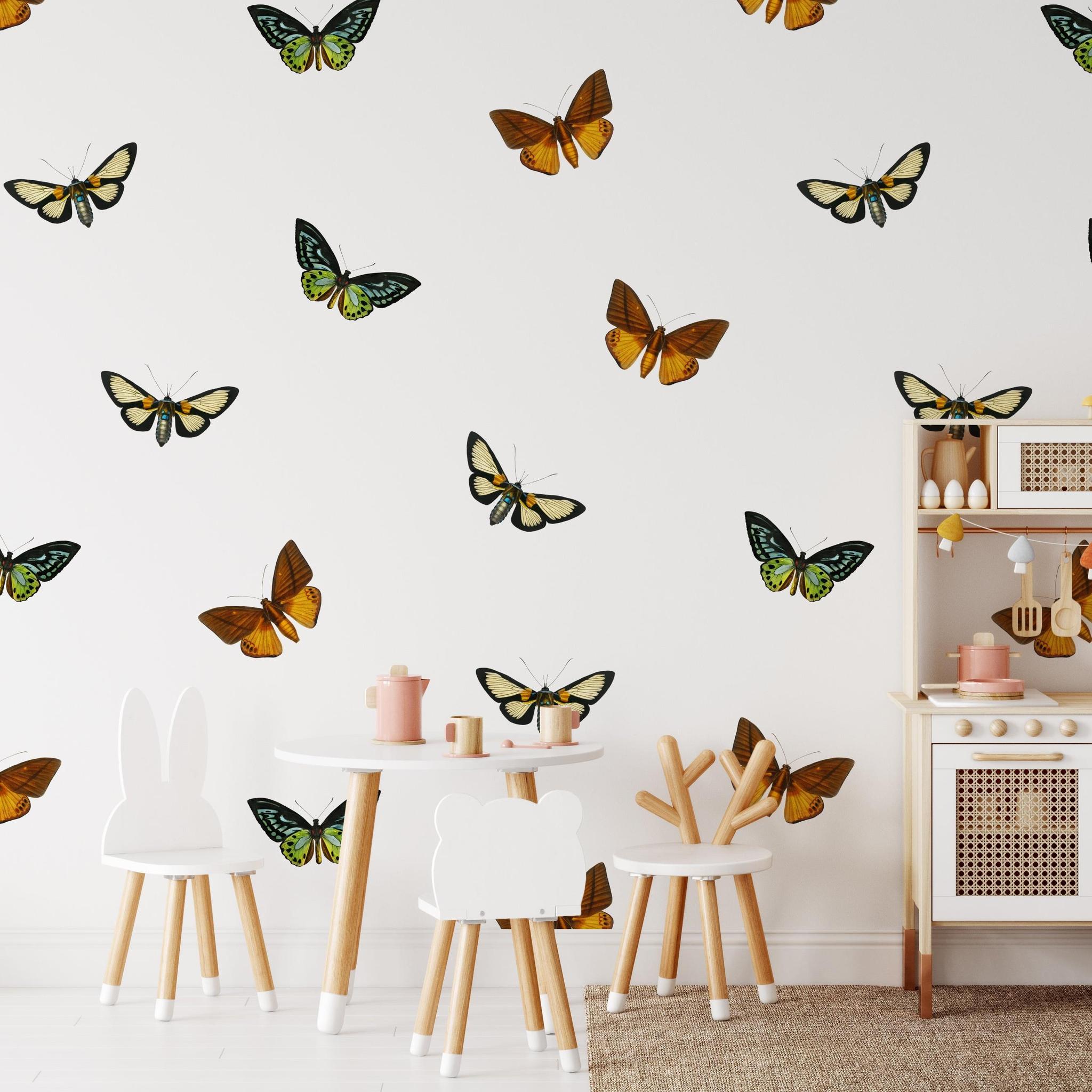 Flutter Wallpaper by Wall Blush SG02 in a children's room with playful butterfly pattern focused