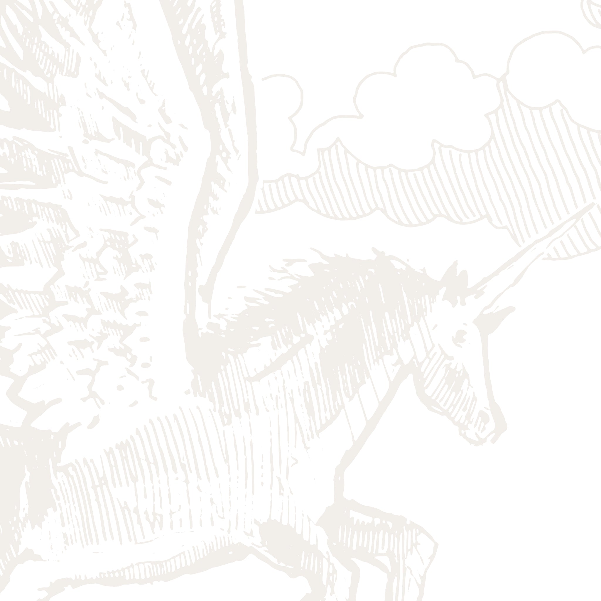 Alt text: "Wall Blush's Enchanted (Off White) Wallpaper featuring whimsical unicorns, perfect for a child's bedroom decor."