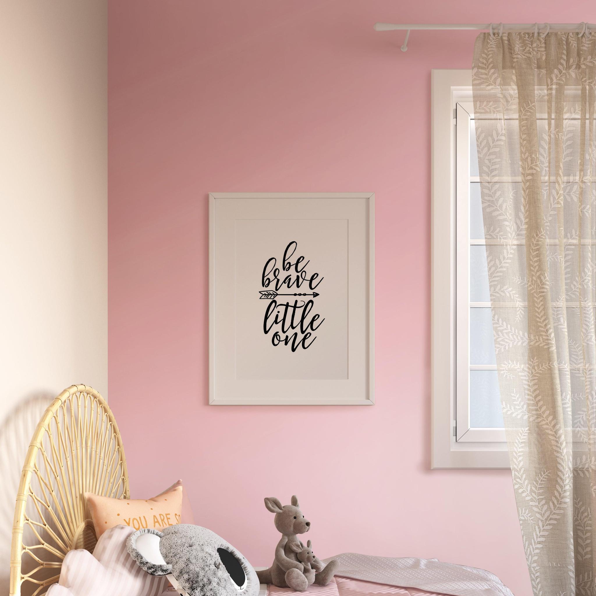 Pretty in Pink Wallpaper from The Clements Crew Line in a cozy bedroom setting with focus on the wall design.