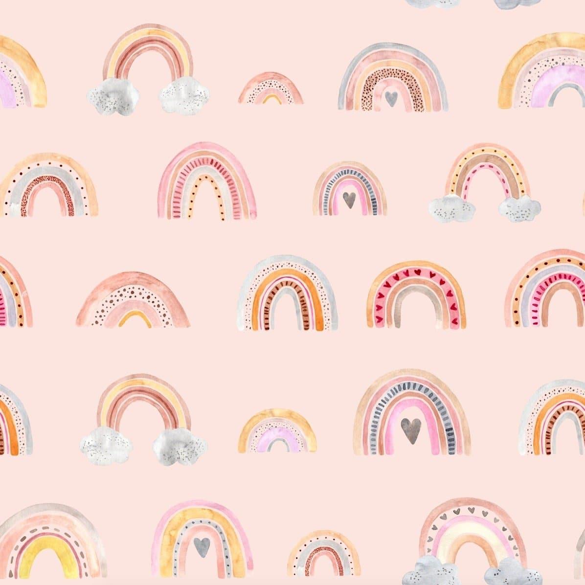 Wall Blush Eden's Rainbows Wallpaper, colorful nursery room decor focus
