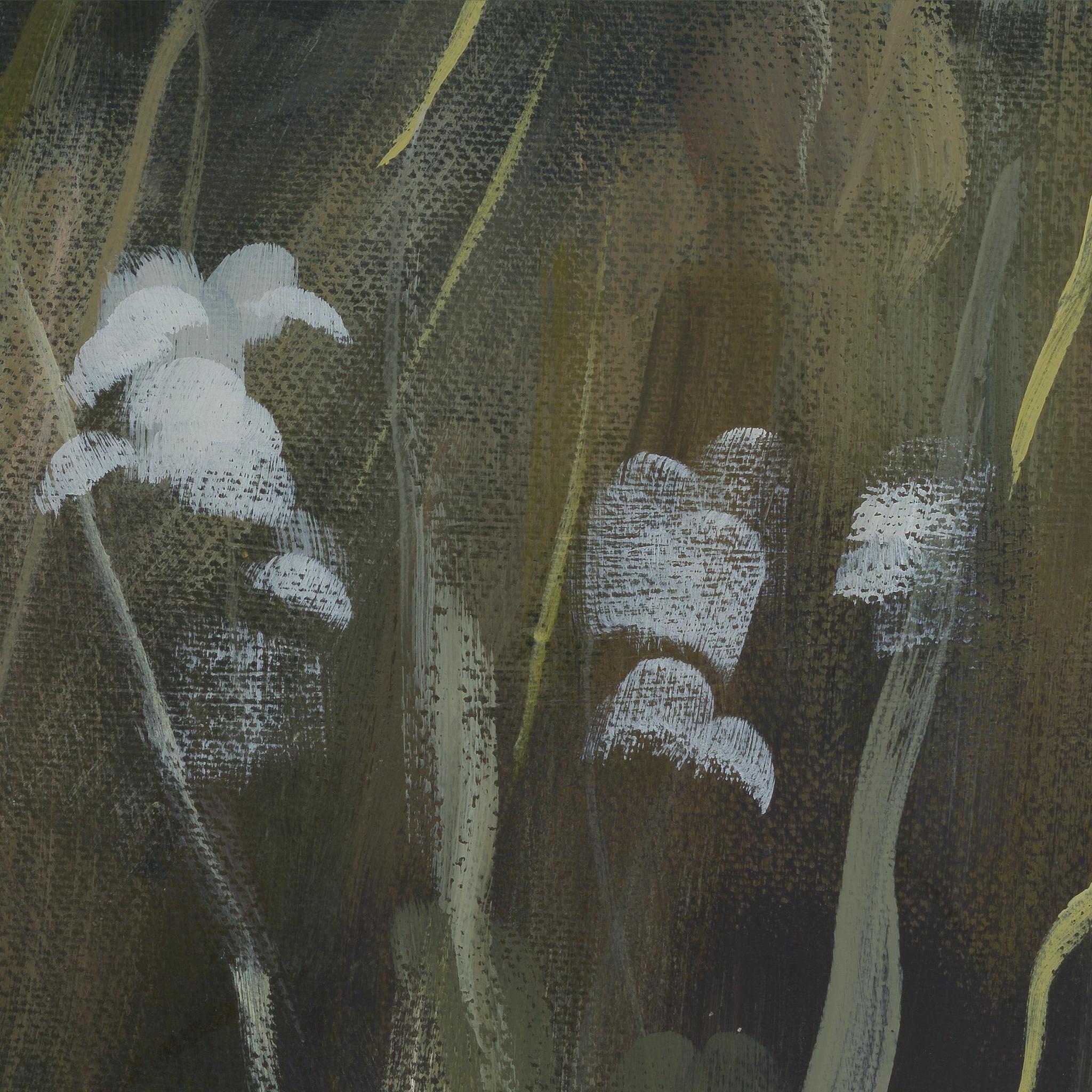On the Horizon Wallpaper by The David Brazier Line featured in modern living room, artistic wall focus.