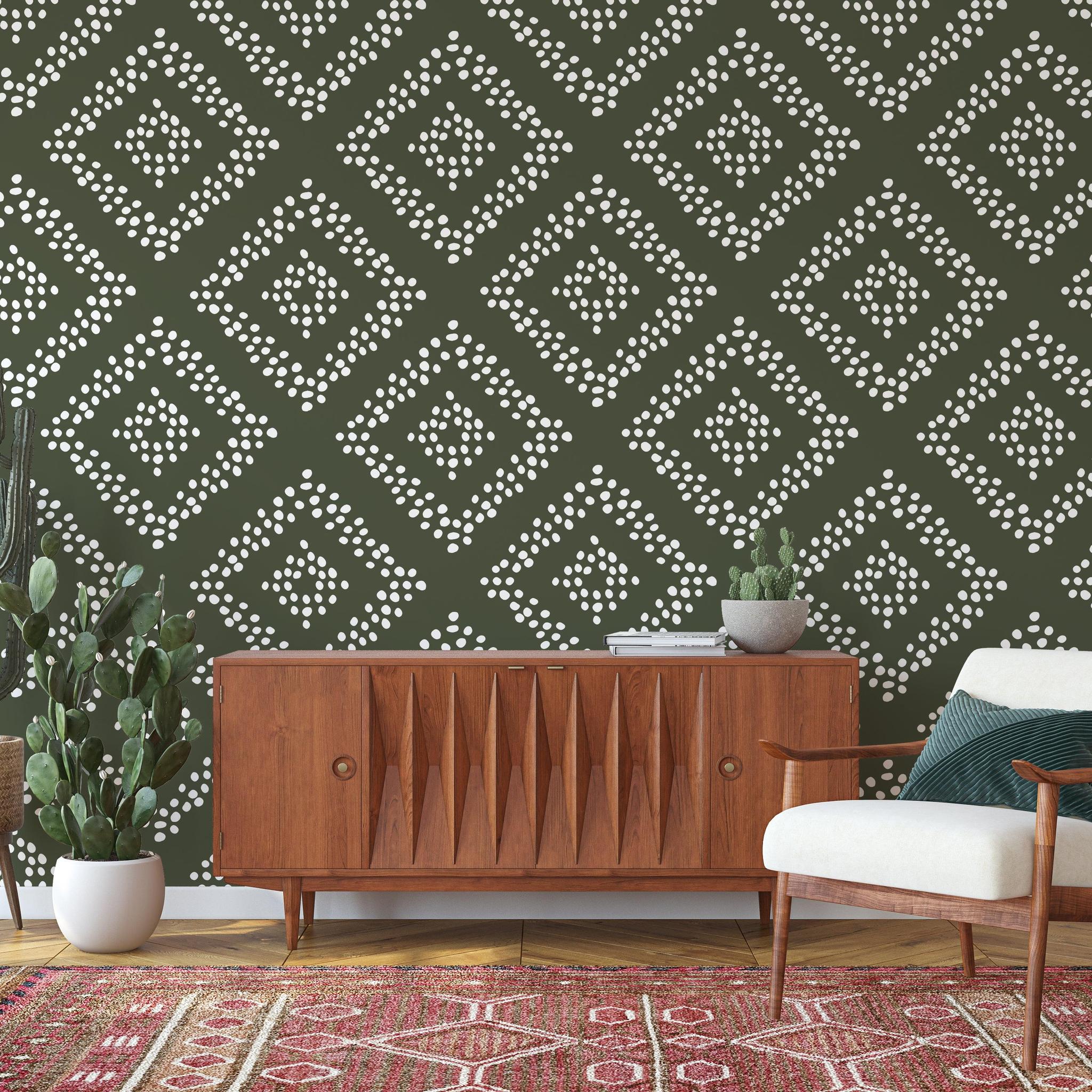 Stylish Jude Wallpaper from The Stefanie Bloom Line in a modern living room setting, highlighting wall design.