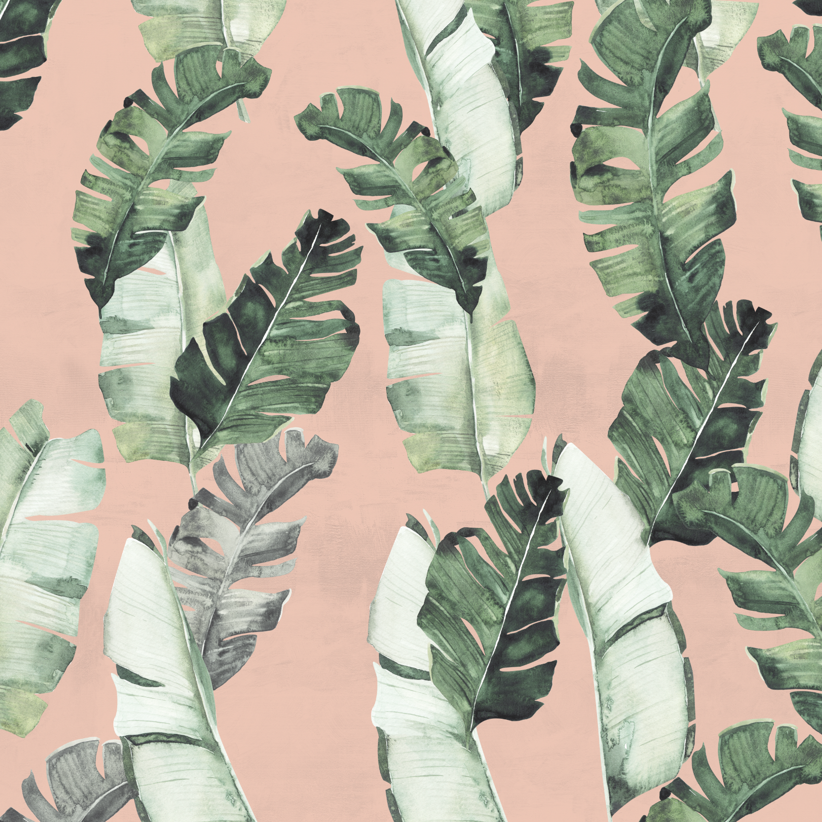 Alt text: Wall Blush's Haleiwa Wallpaper with tropical leaf pattern in a modern living space, accentuating the room's decor.
