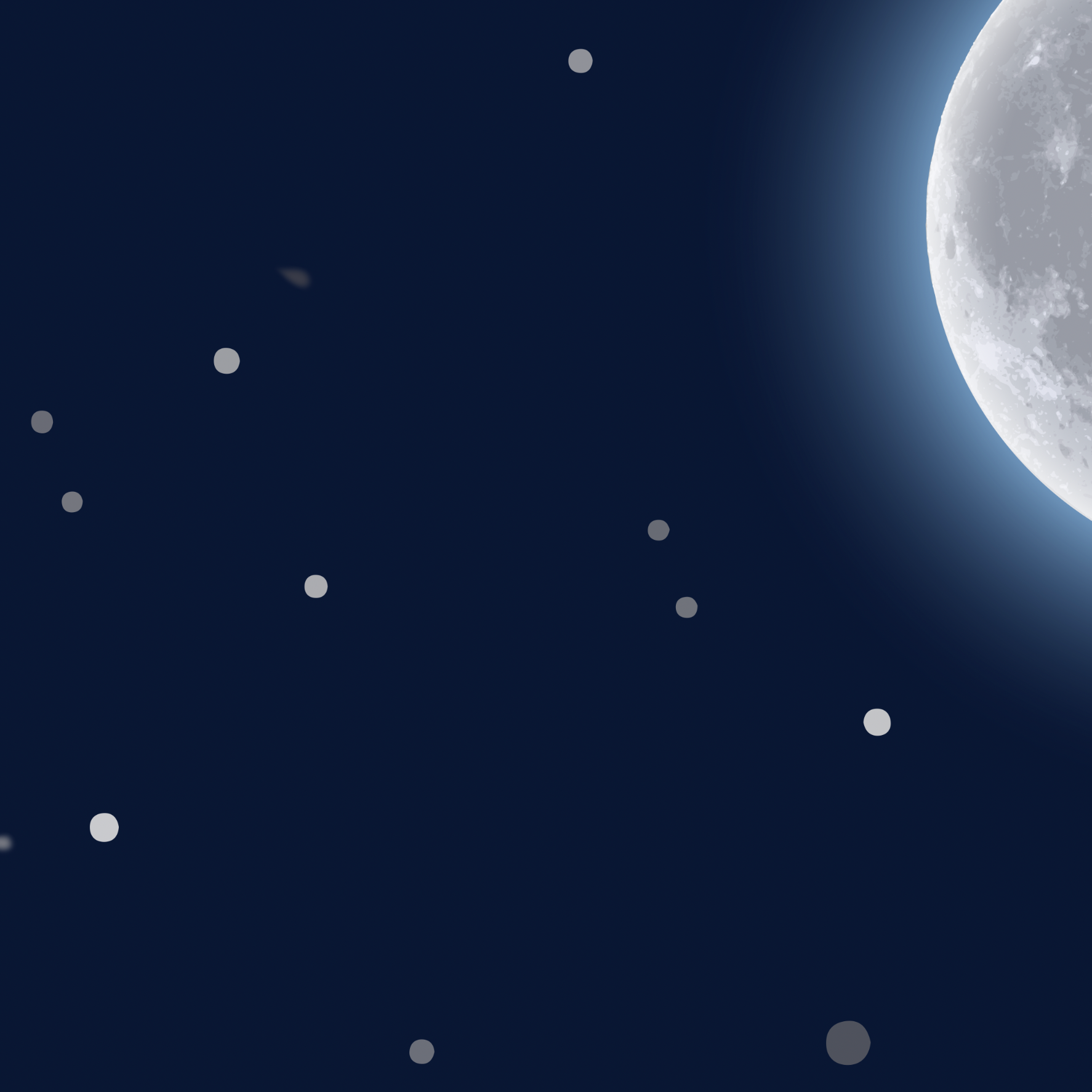 Wall Blush's Moonlight Wallpaper in a modern bedroom, showcasing a serene night sky theme.