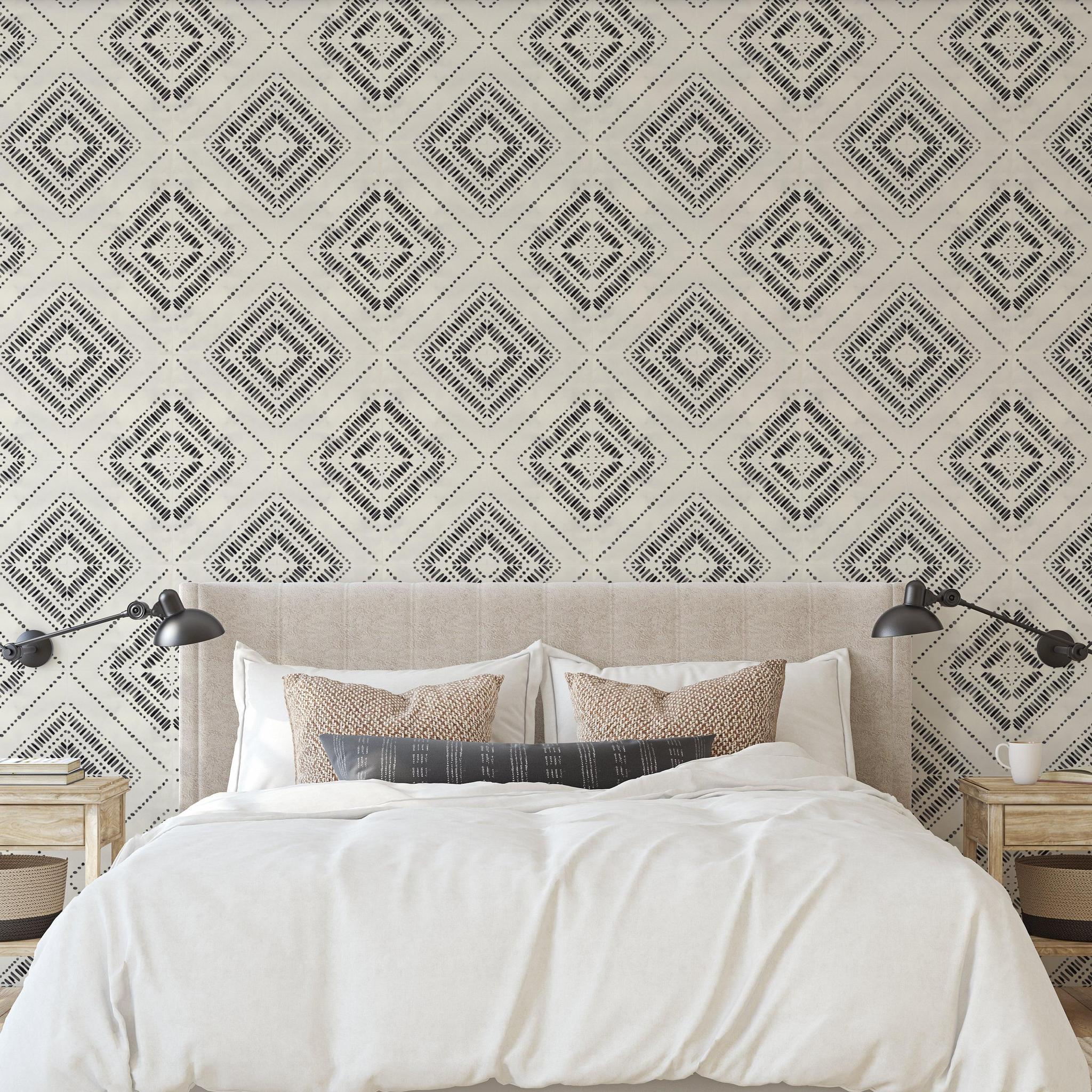 Anomaly Wallpaper from The Clements Crew Line enhancing a cozy bedroom interior focus.