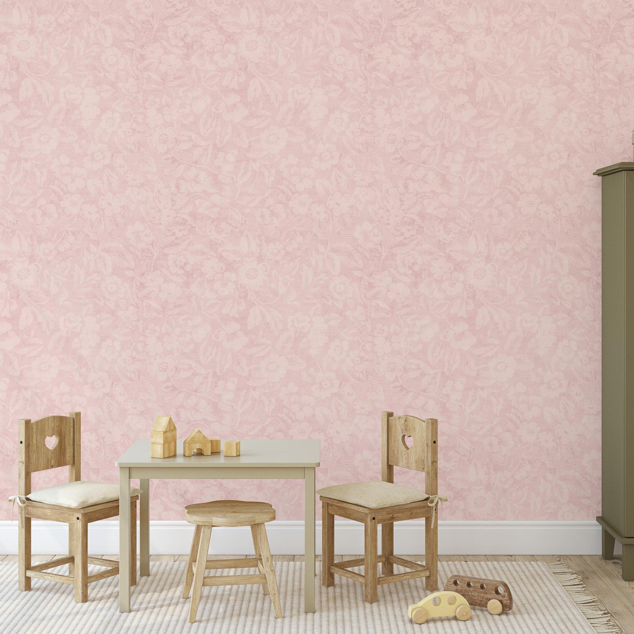 Charlotte's Chantilly Wallpaper from The 7th Haven Interiors Line in stylish kids' room interior.