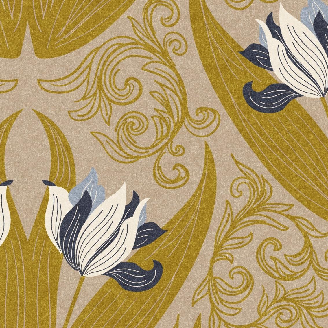 Josephine Wallpaper design by Wall Blush SG02, elegant floral pattern for stylish living room decor.