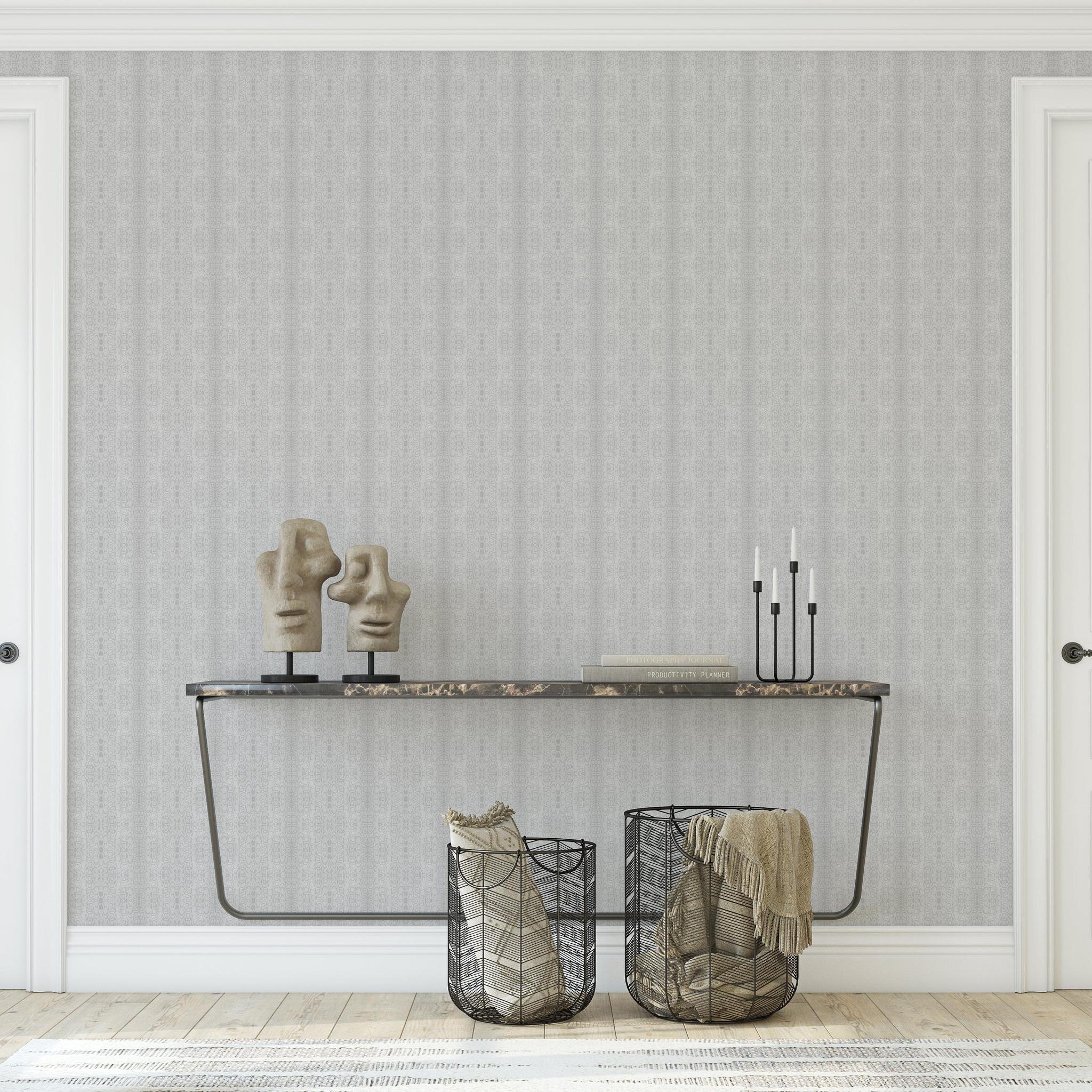 Textured Ashton Wallpaper from The Chelsea DeBoer Line in an elegant living room, highlighting stylish wall decor.